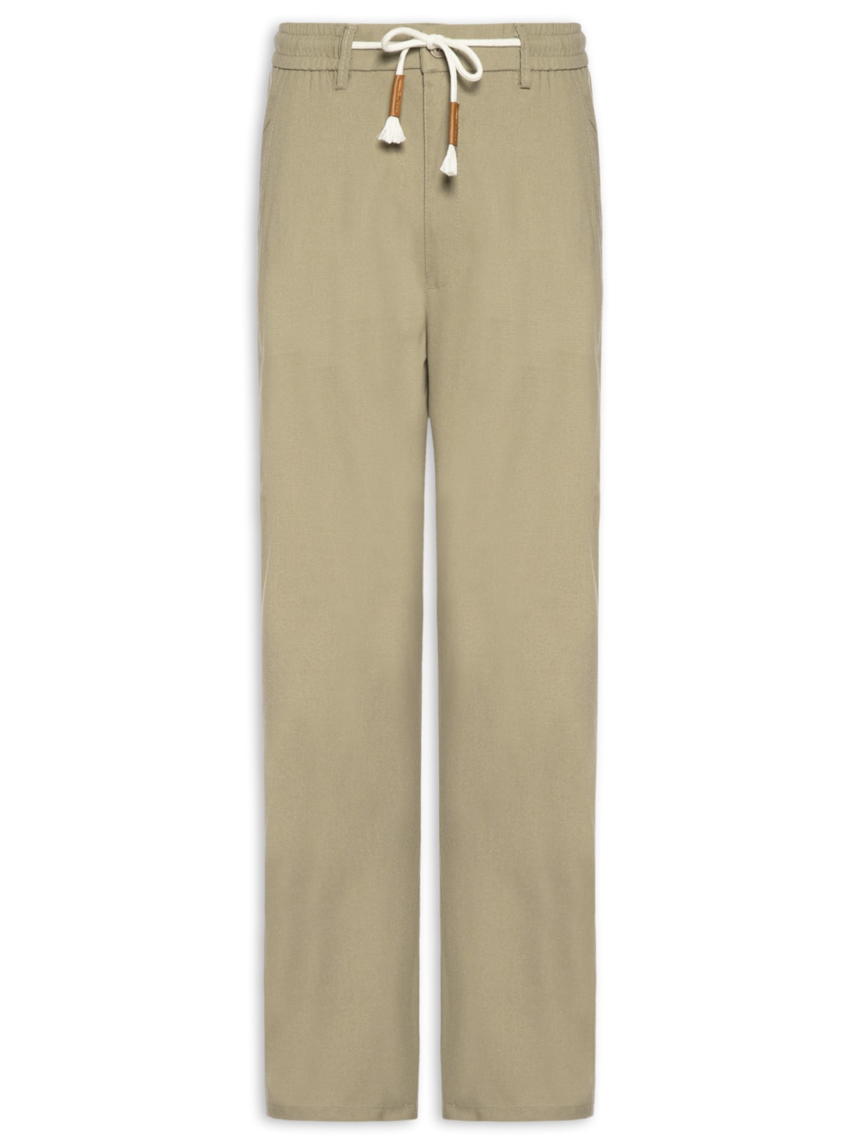 Calça Masculina Sarja Cós Elástico Cordão Slim Verde '2 Essential