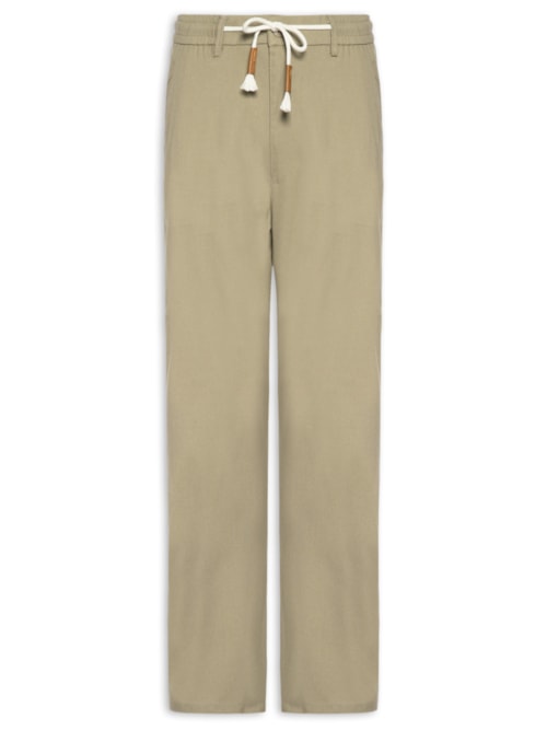 Calça Masculina Sarja Cós Elástico Cordão Slim - Verde