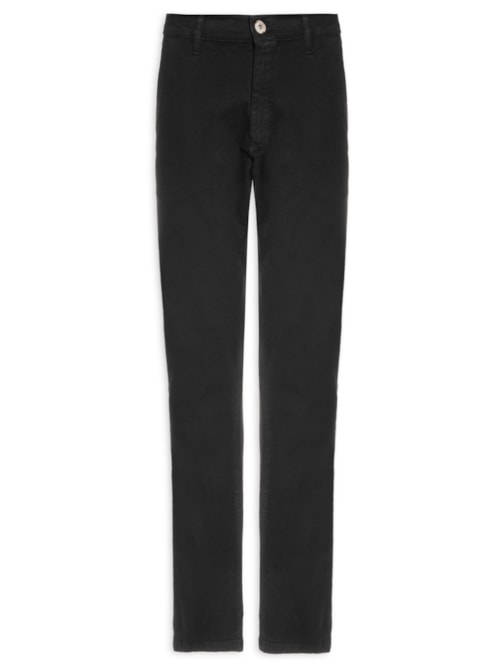 Calça Masculina Sarja Estonada Modelagem Slim - Preto