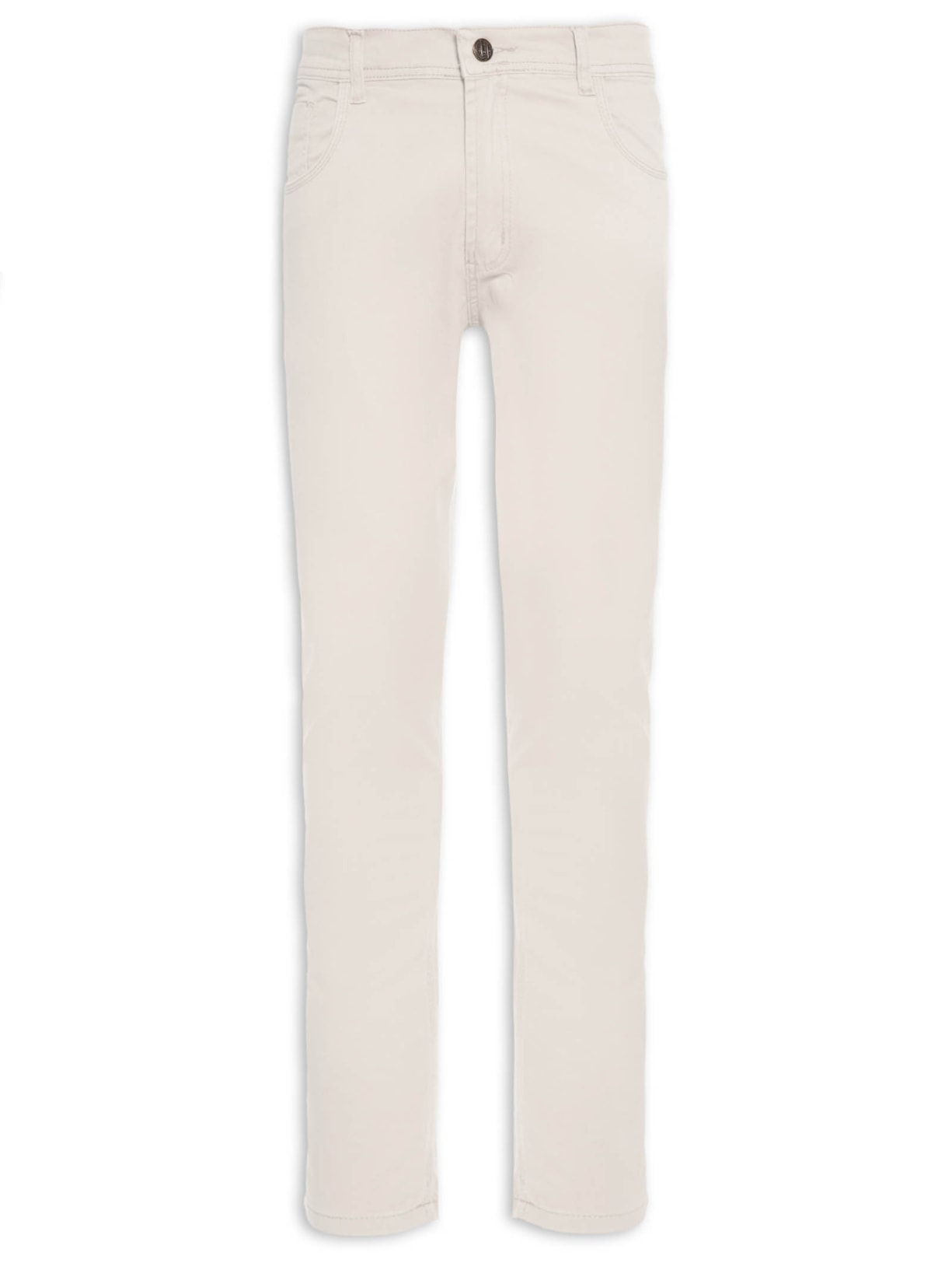 Calça Masculina Sarja Five Pockets Modelagem Reta - Bege
