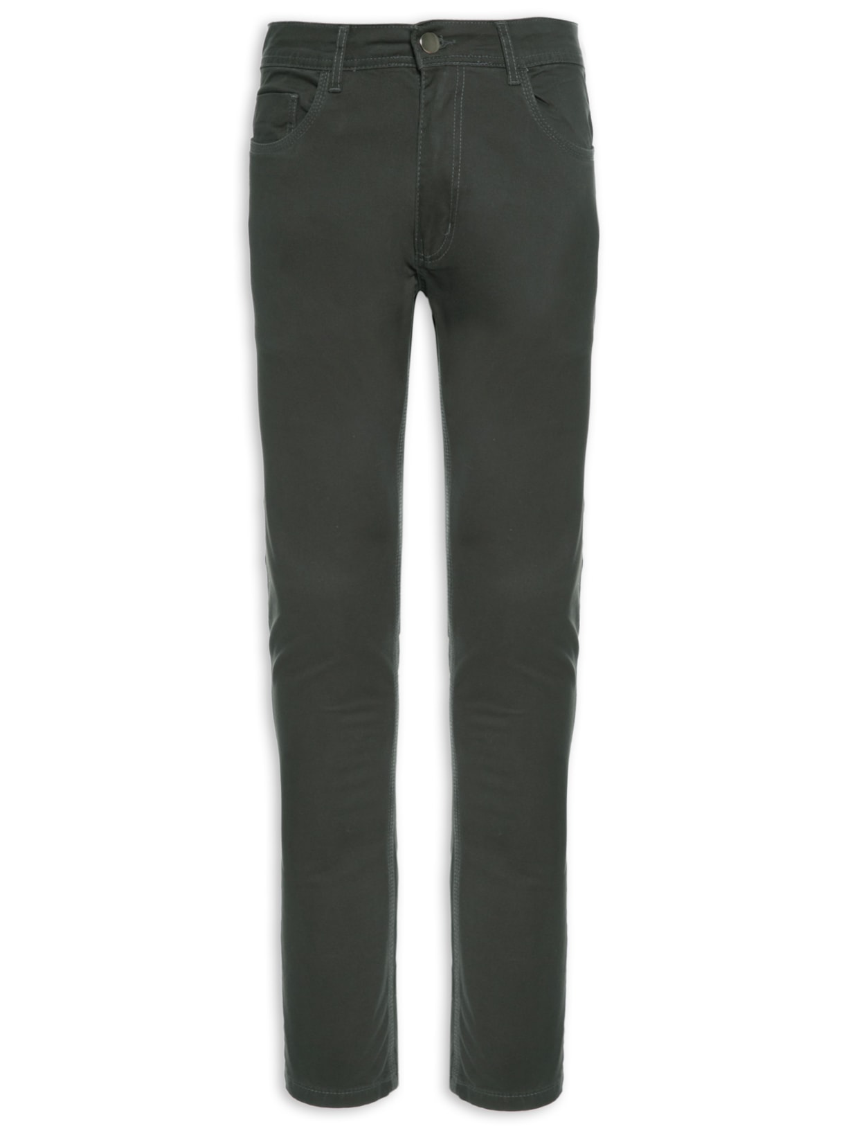 Calça Masculina Sarja Five Pockets Modelagem Reta - Cinza