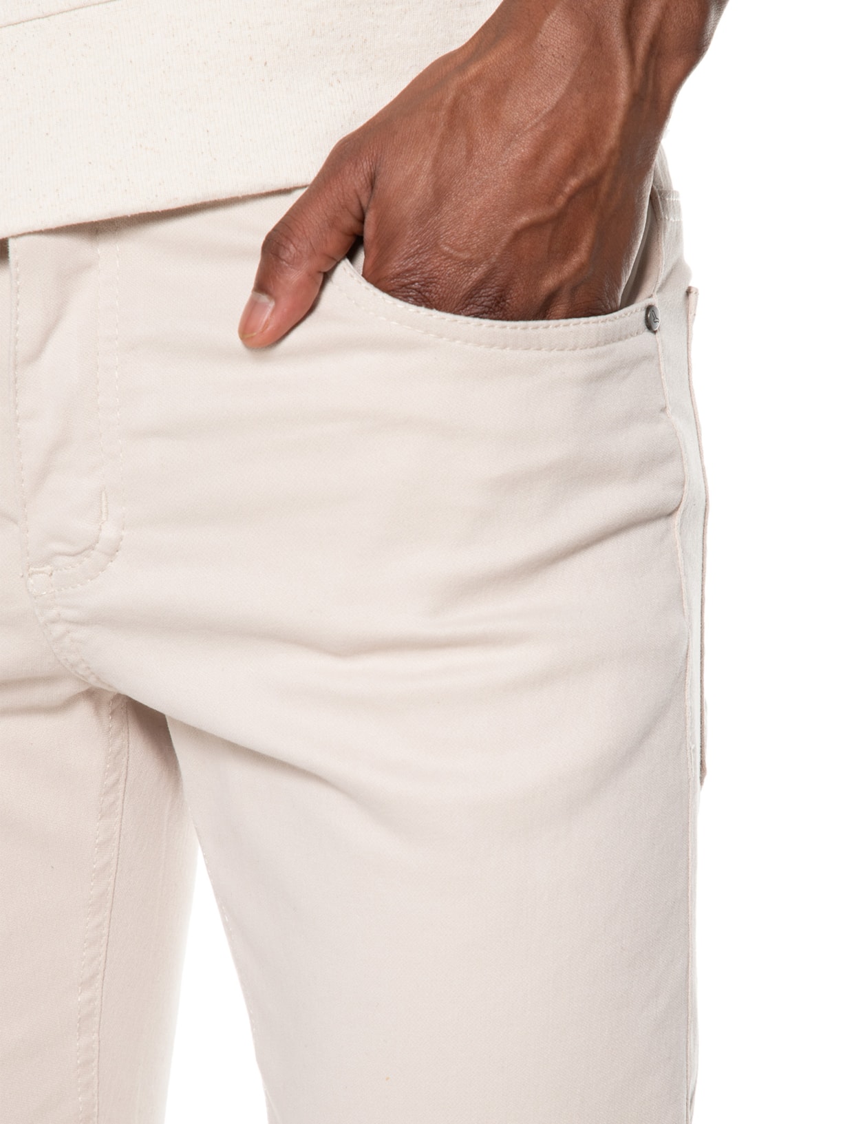 Calça Masculina Sarja Five Pockets Skinny Off White '2 Essential