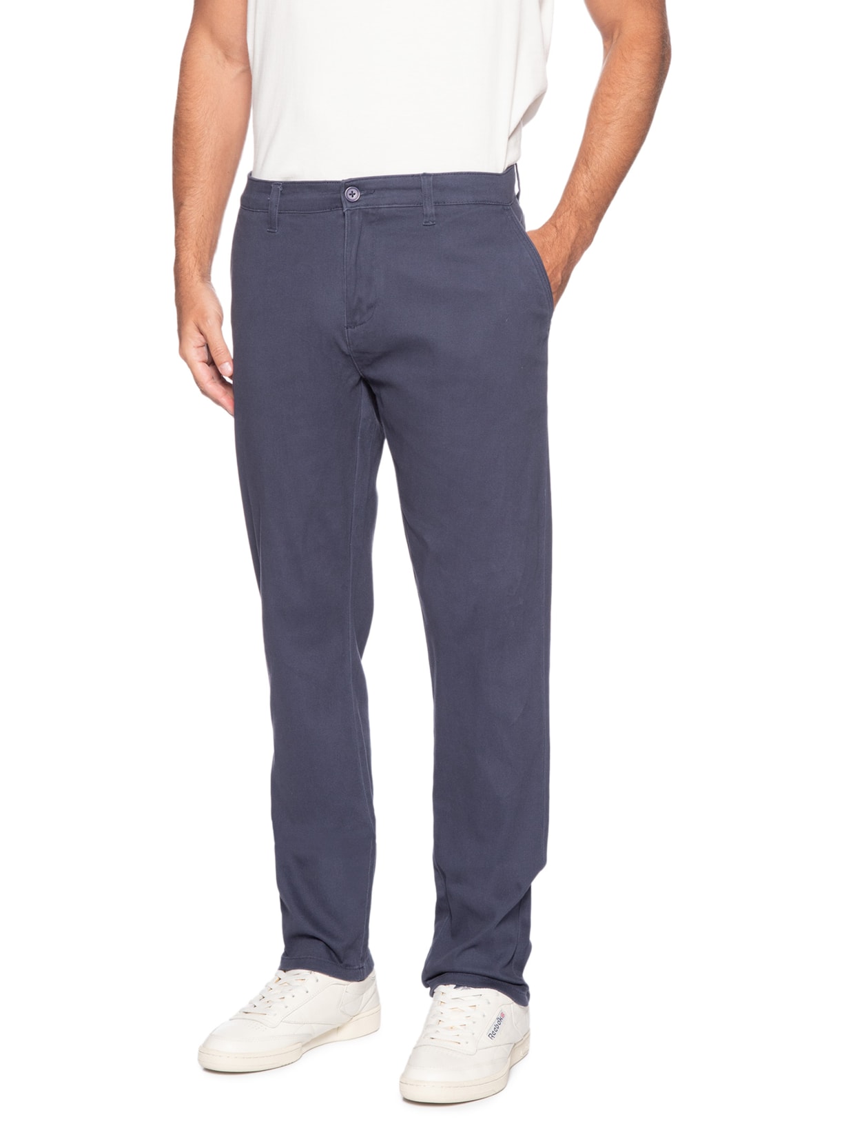 Calça Masculina Sarja Marinho Azul Basiq Men