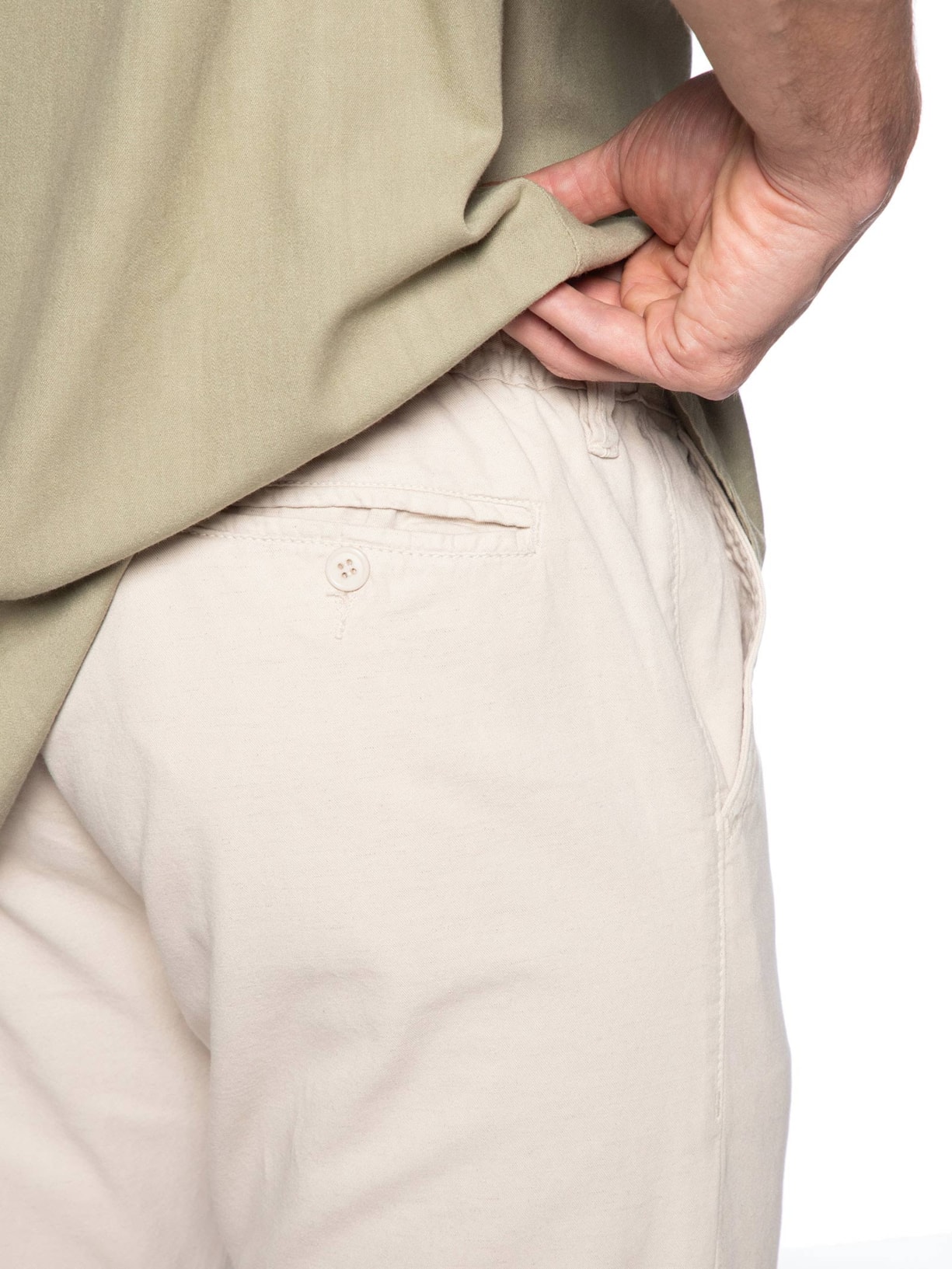 Calça Masculina Sarja Reta Bege Basiq Men