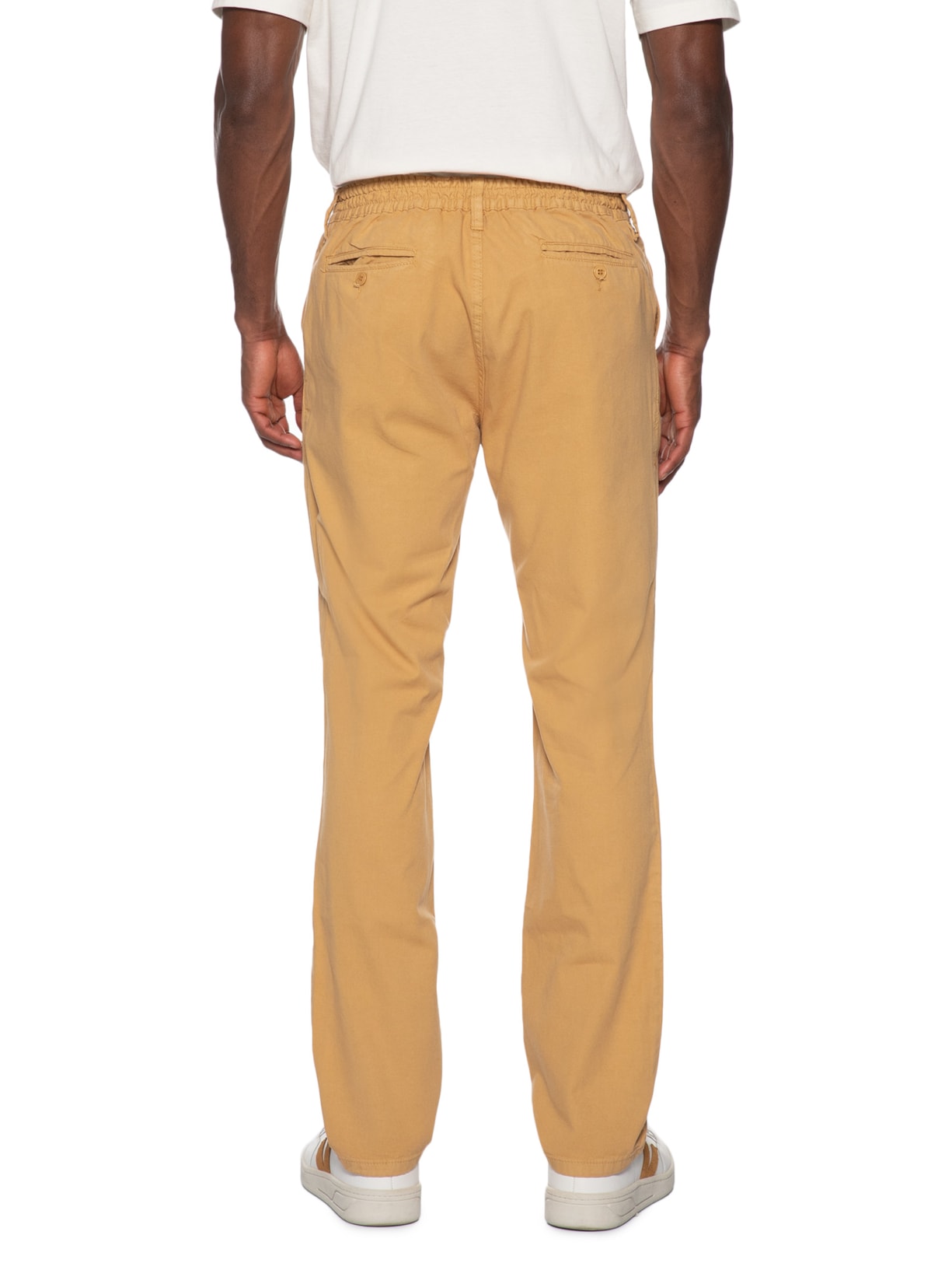 Calça Masculina Sarja Reta Bege Basiq Men