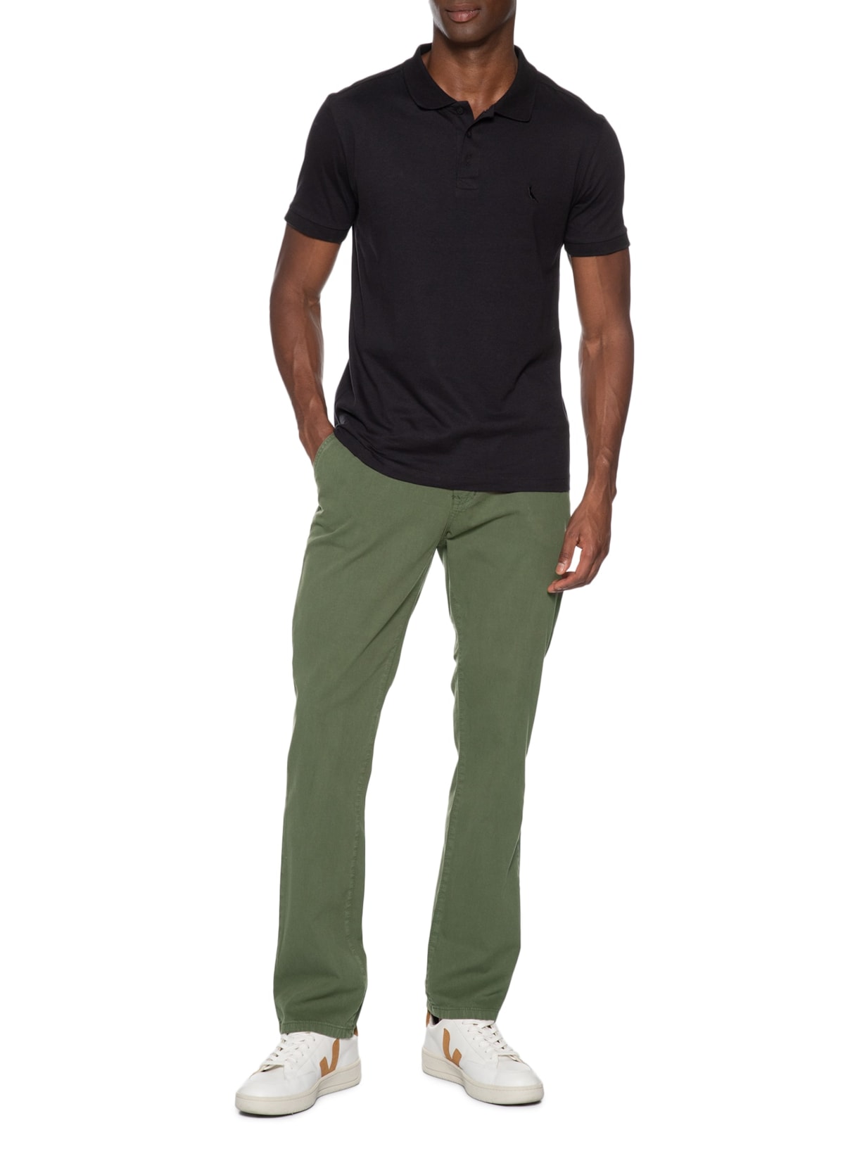 Calça Masculina Sarja Reta Verde Basiq Men