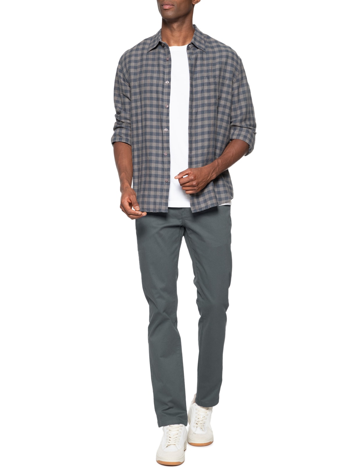 Calça Masculina Sarja Slim Fit Color Cinza '2 Essential