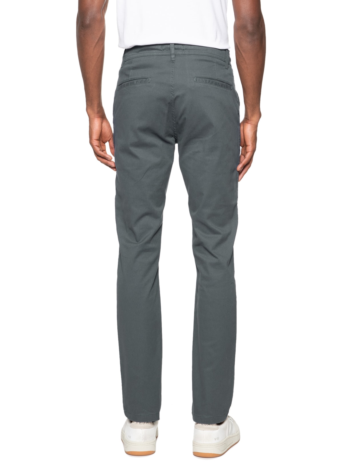 Calça Masculina Sarja Slim Fit Color Cinza '2 Essential