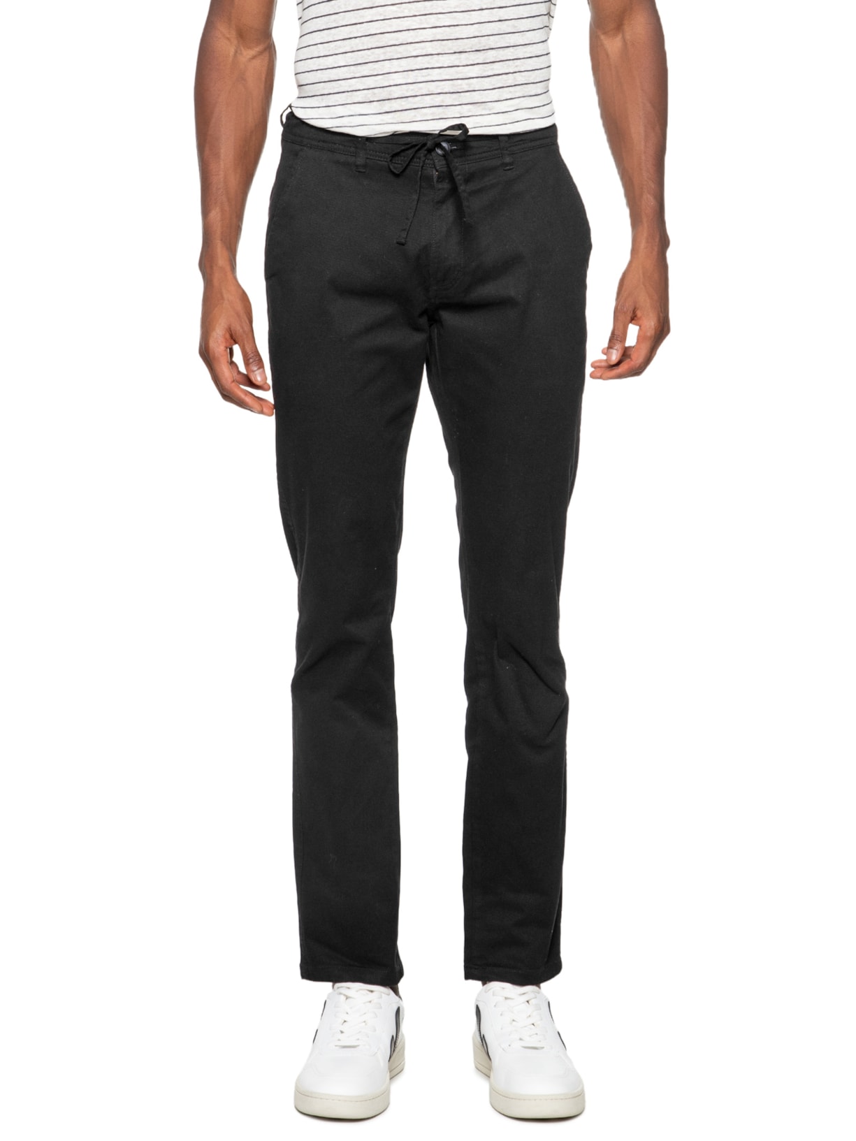 Calça Masculina Sarja Slim Fit Color Preto '2 Essential