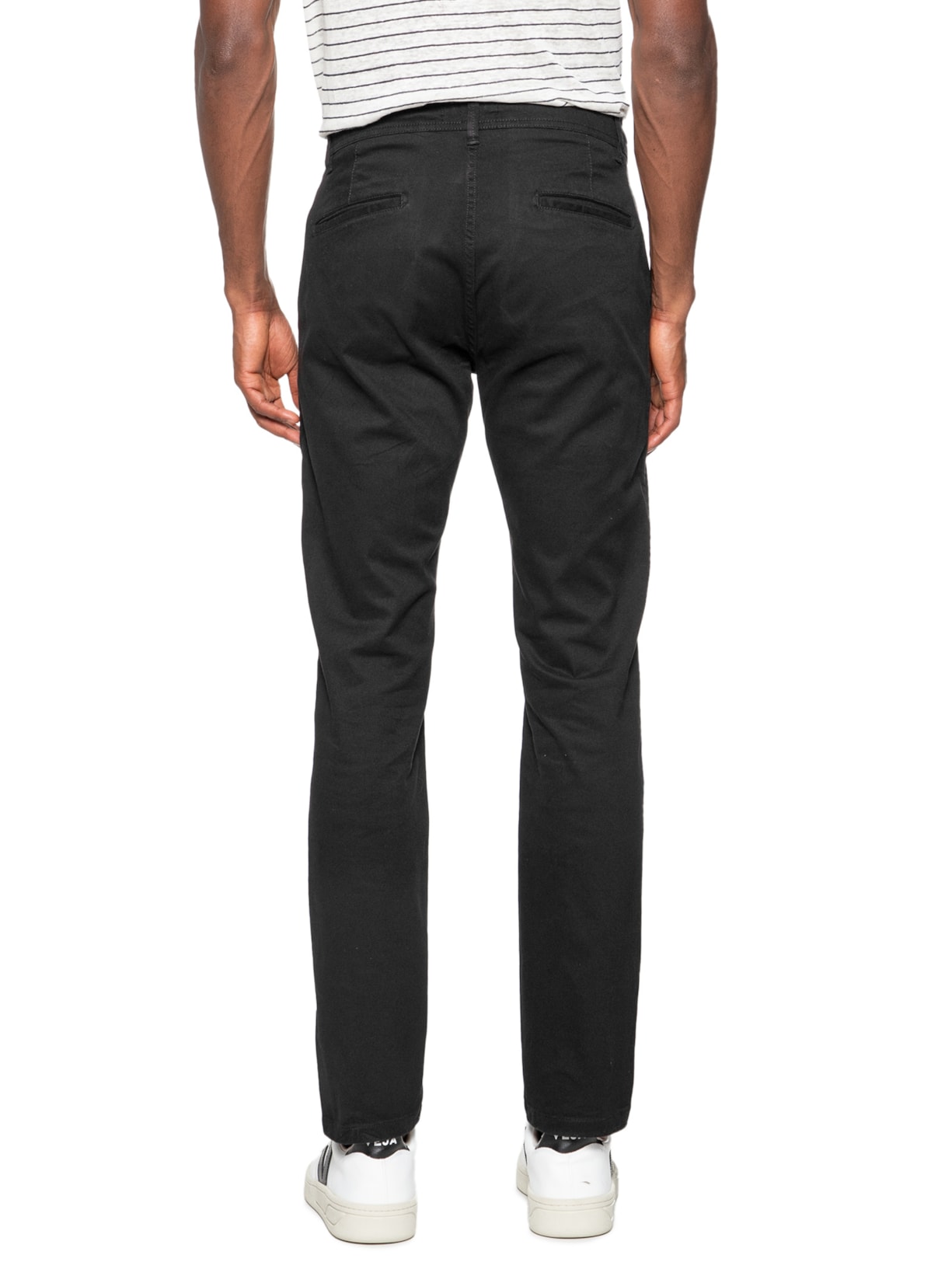 Calça Masculina Sarja Slim Fit Color Preto '2 Essential