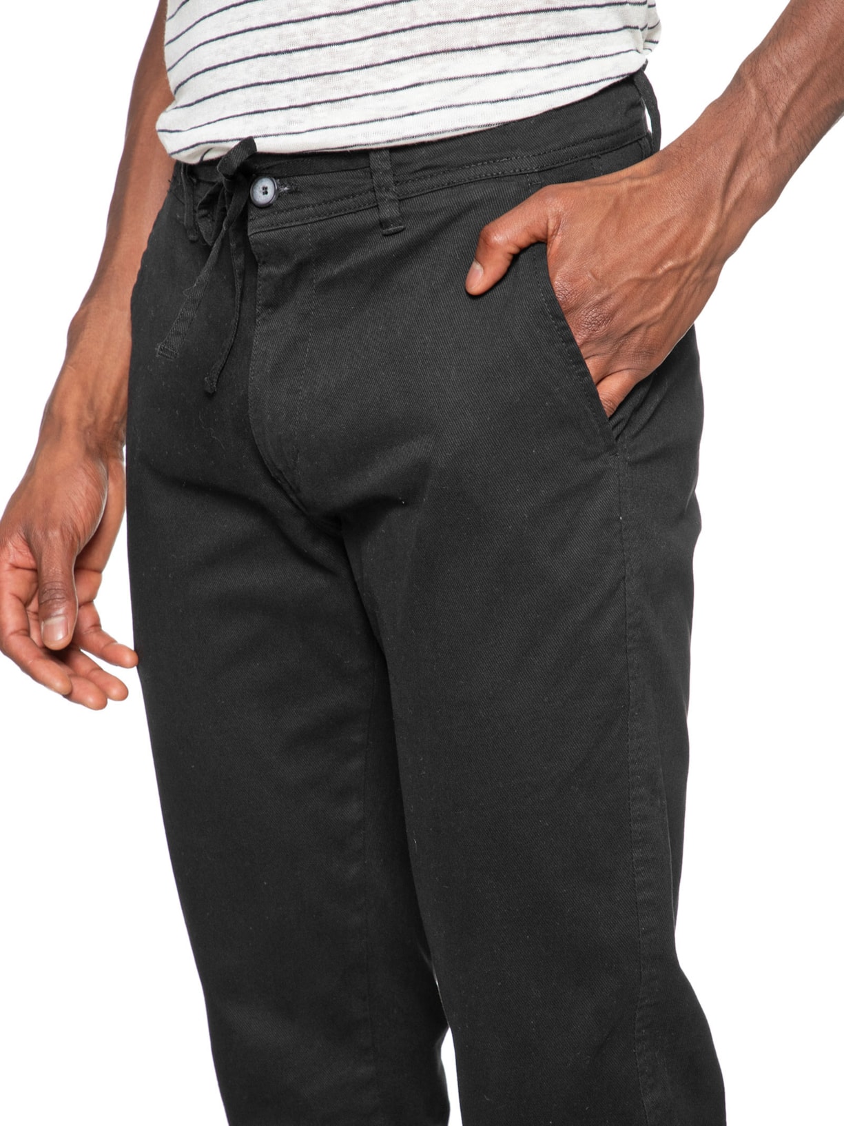 Calça Masculina Sarja Slim Fit Color Preto '2 Essential