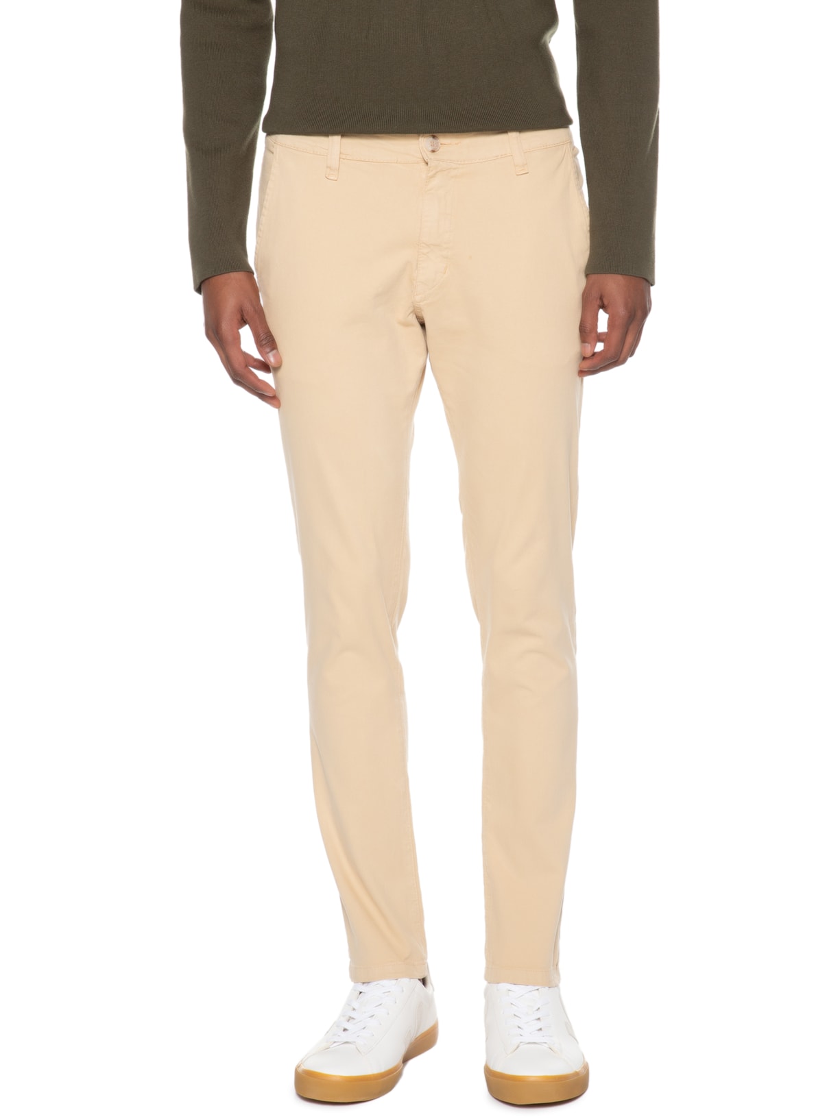 Calça Masculina Sarja Slim Lavada Bege '2 Essential