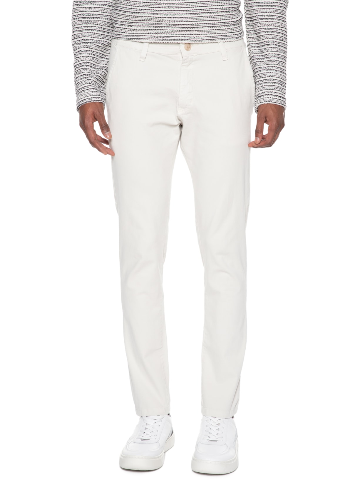 Calça Masculina Sarja Slim Lavada Bege '2 Essential