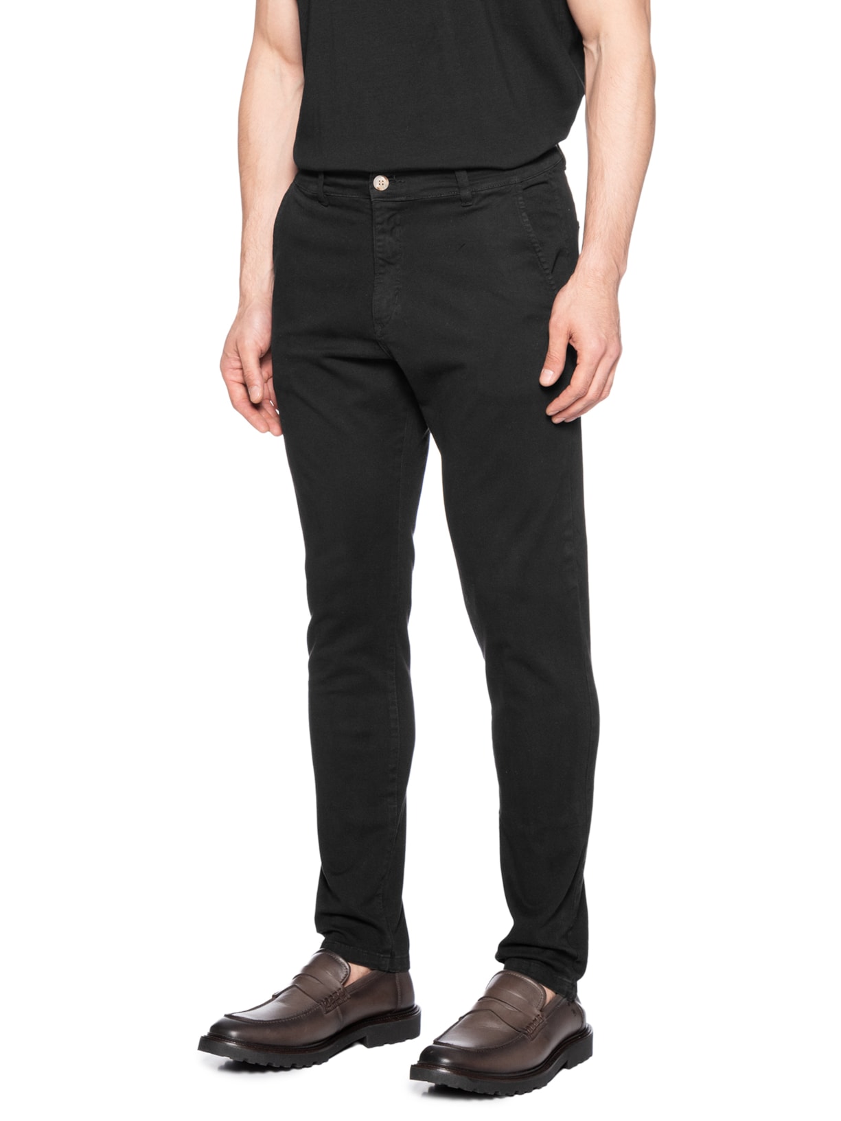 Calça Masculina Sarja Slim Lavada Preto '2 Essential