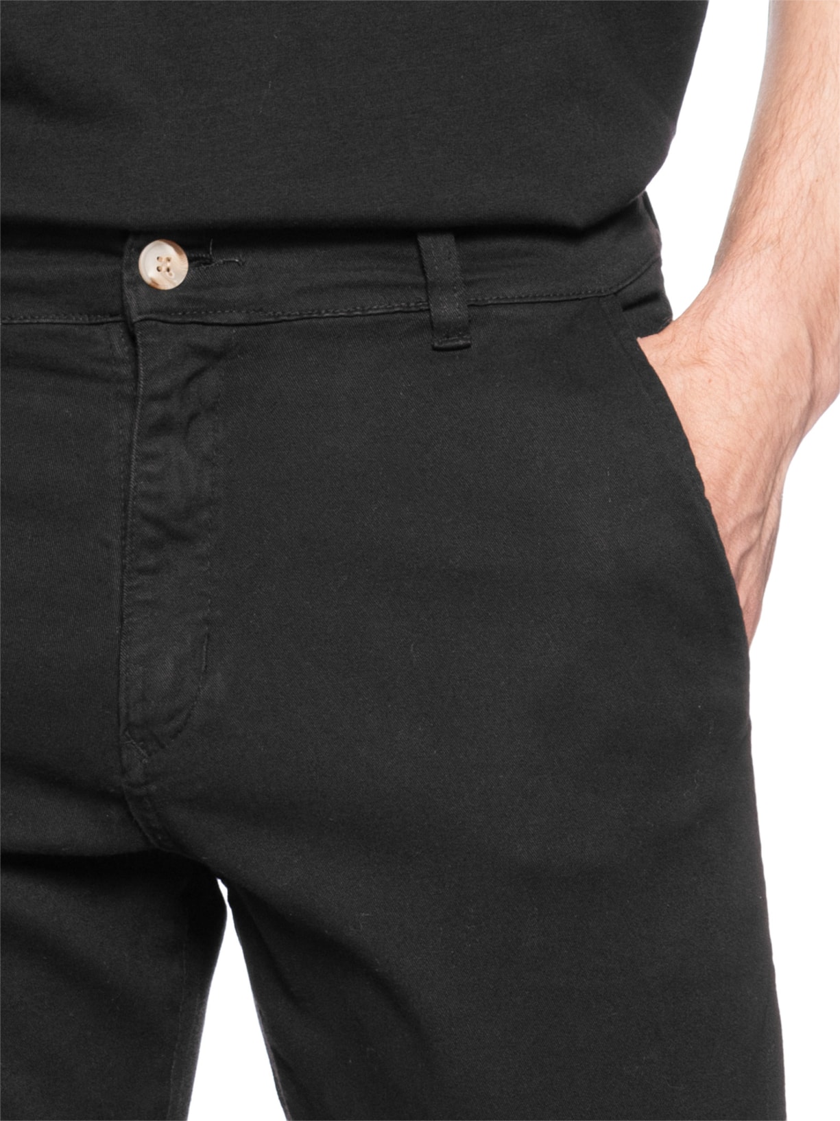 Calça Masculina Sarja Slim Lavada Preto '2 Essential