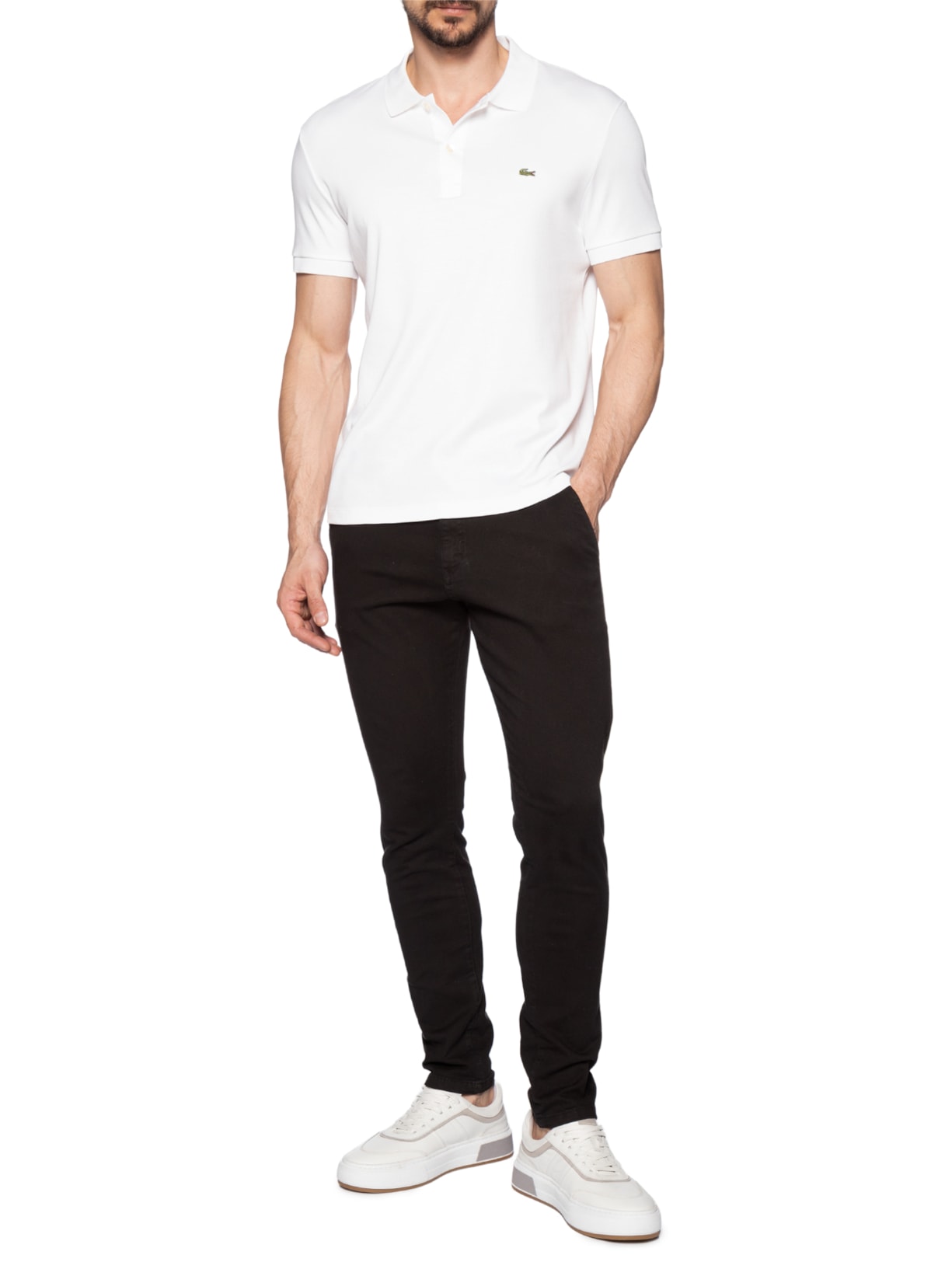 Calça Masculina Sarja Slim Lavada Preto '2 Essential