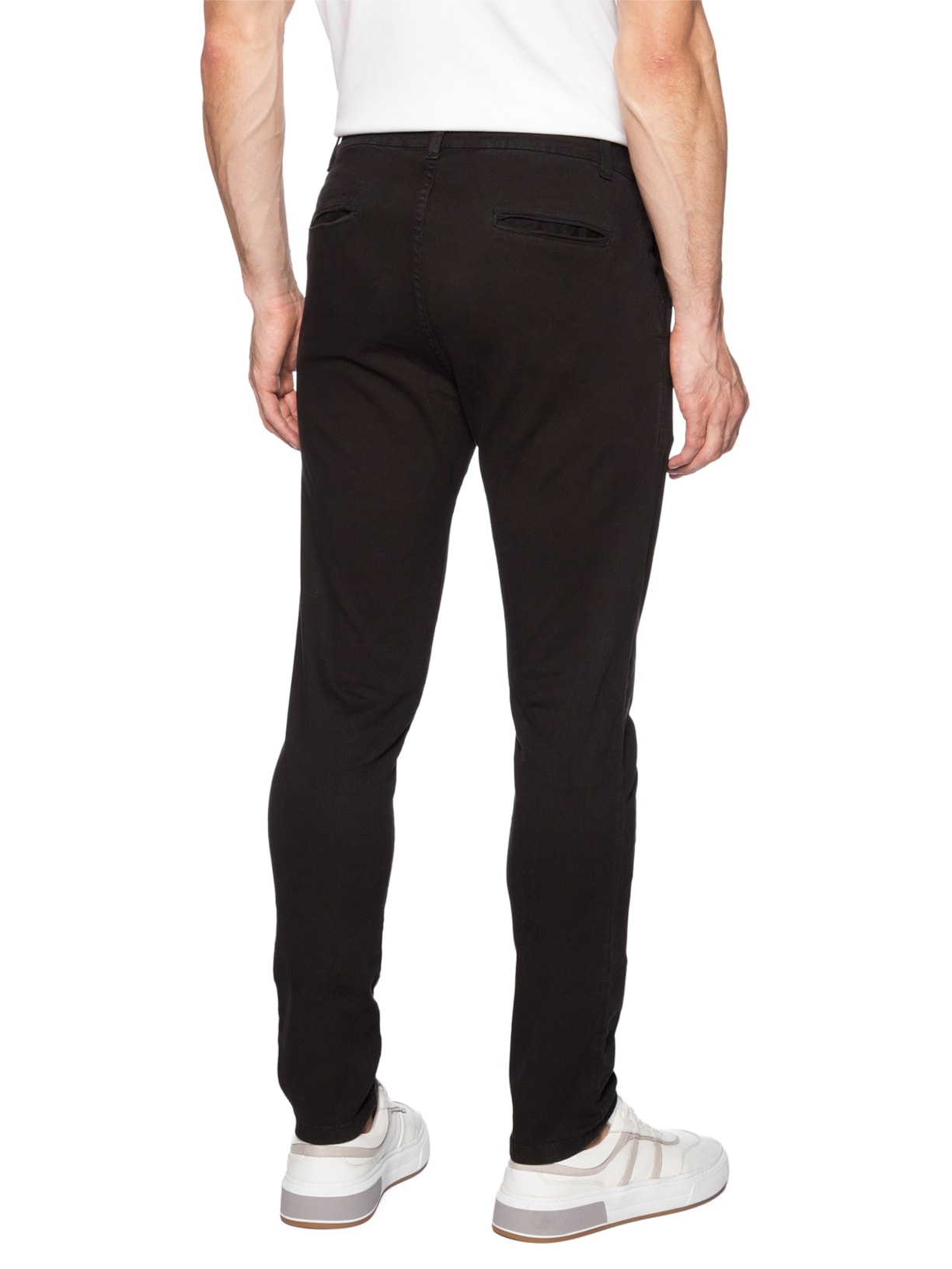 Calça Masculina Sarja Slim Lavada Preto '2 Essential