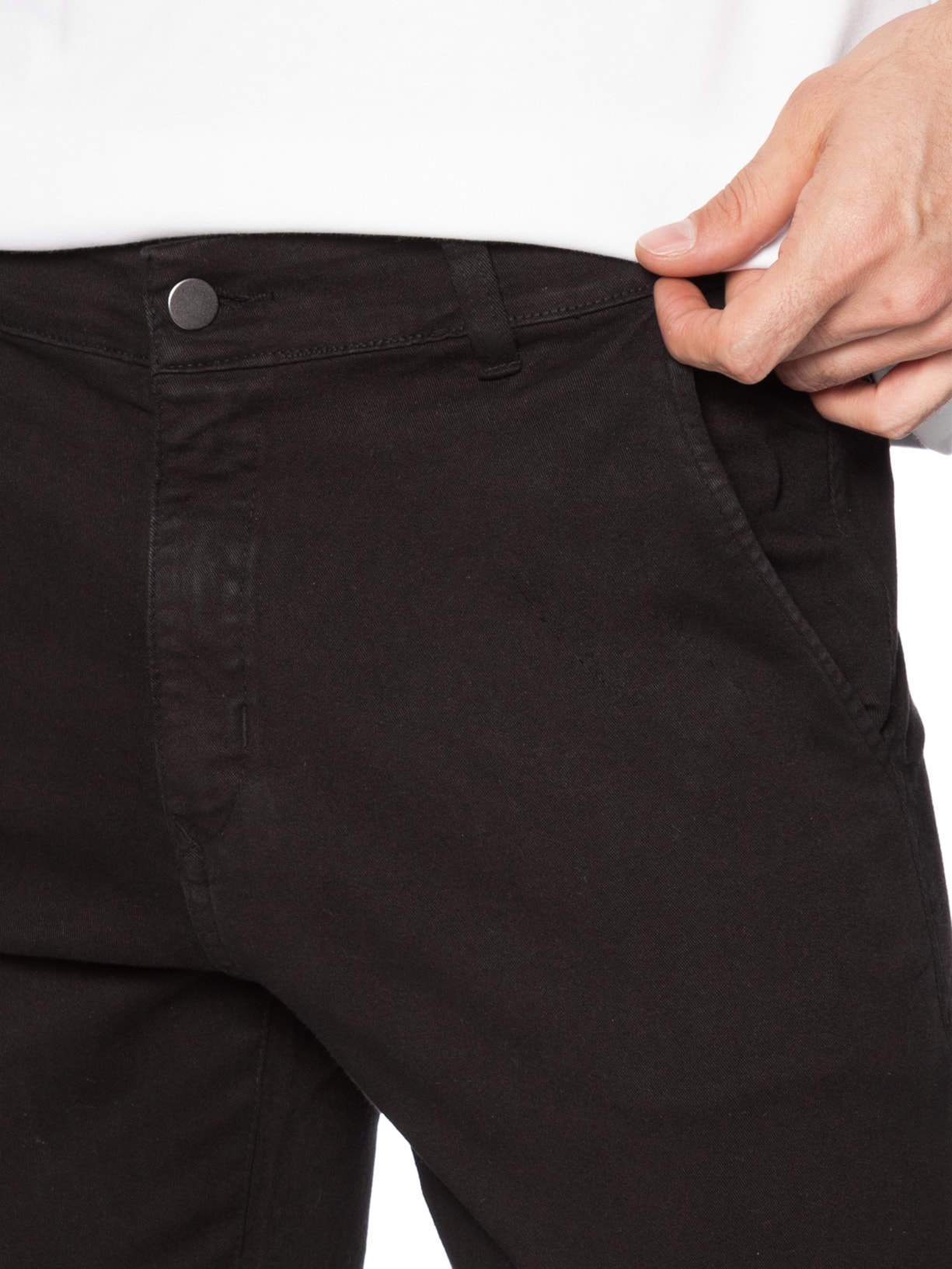 Calça Masculina Sarja Slim Lavada Preto '2 Essential