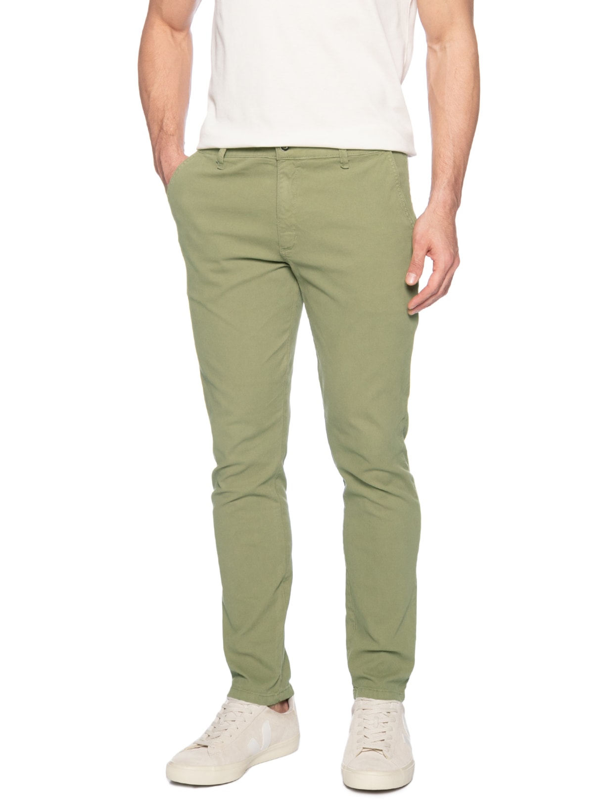 Calça Masculina Sarja Slim Verde Basiq Men