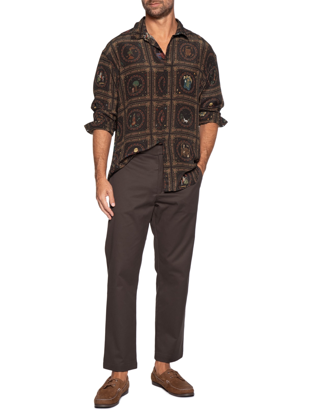 Calça Masculina Sarja Tradicional Marrom Handred