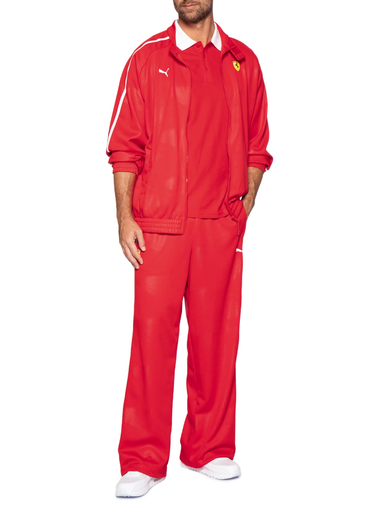 Calça Masculina Scuderia Ferrari T7 Oversized Trac Vermelho Puma