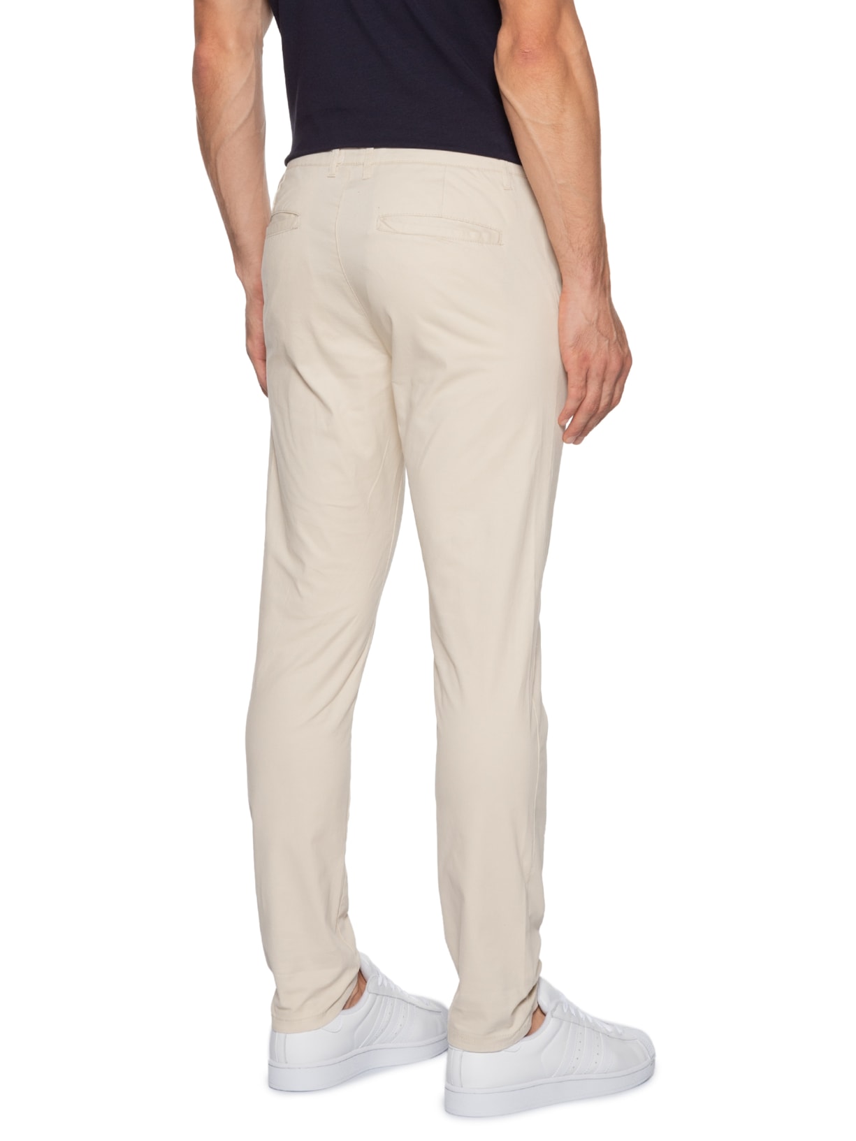 Calça Masculina Slim Chino Color Bege Basiq Men