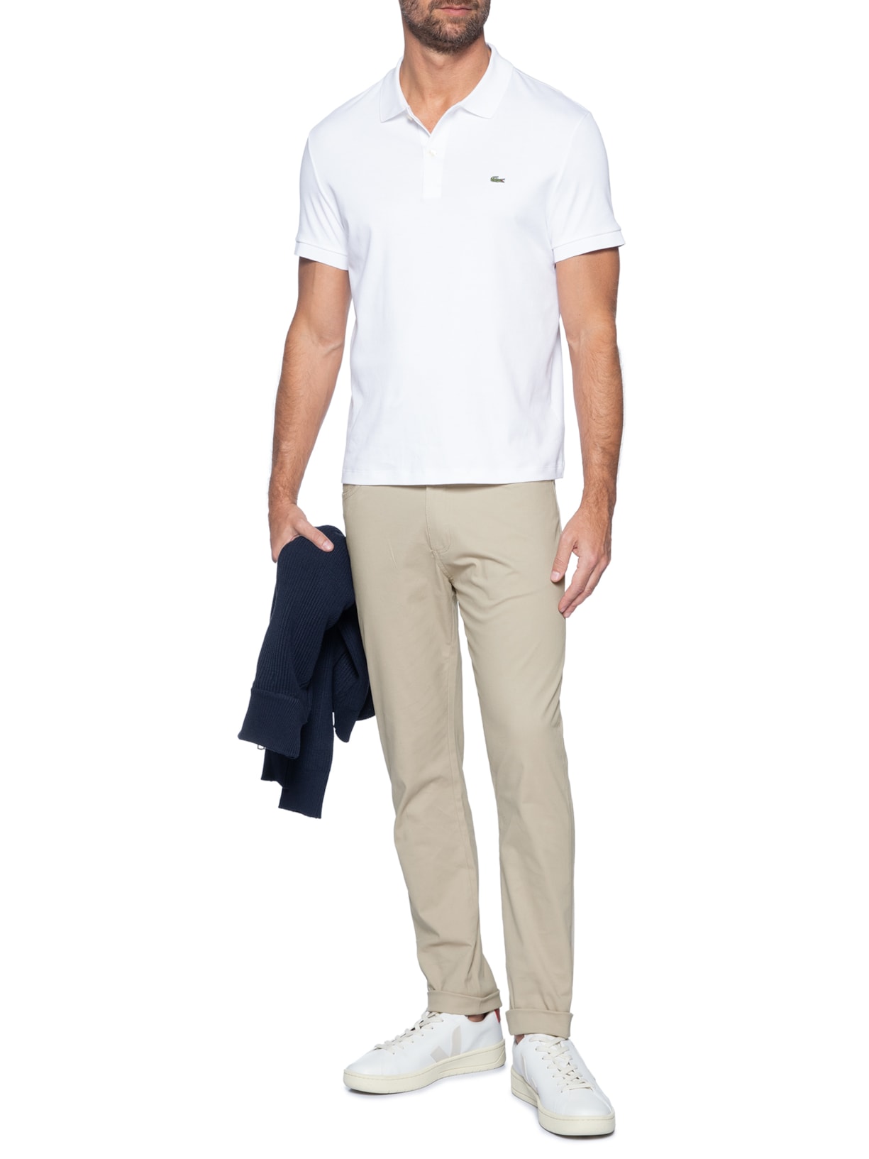 Calça Masculina Slim Chino Color Bege Basiq Men