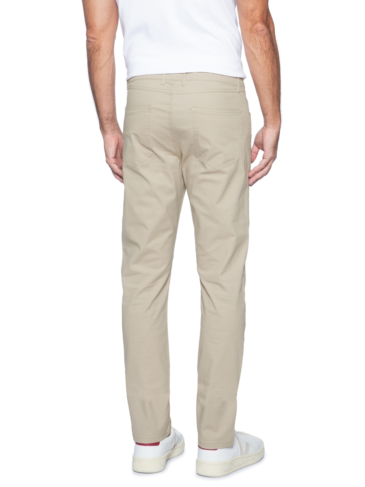 Calça Masculina Slim Chino Color Bege Basiq Men