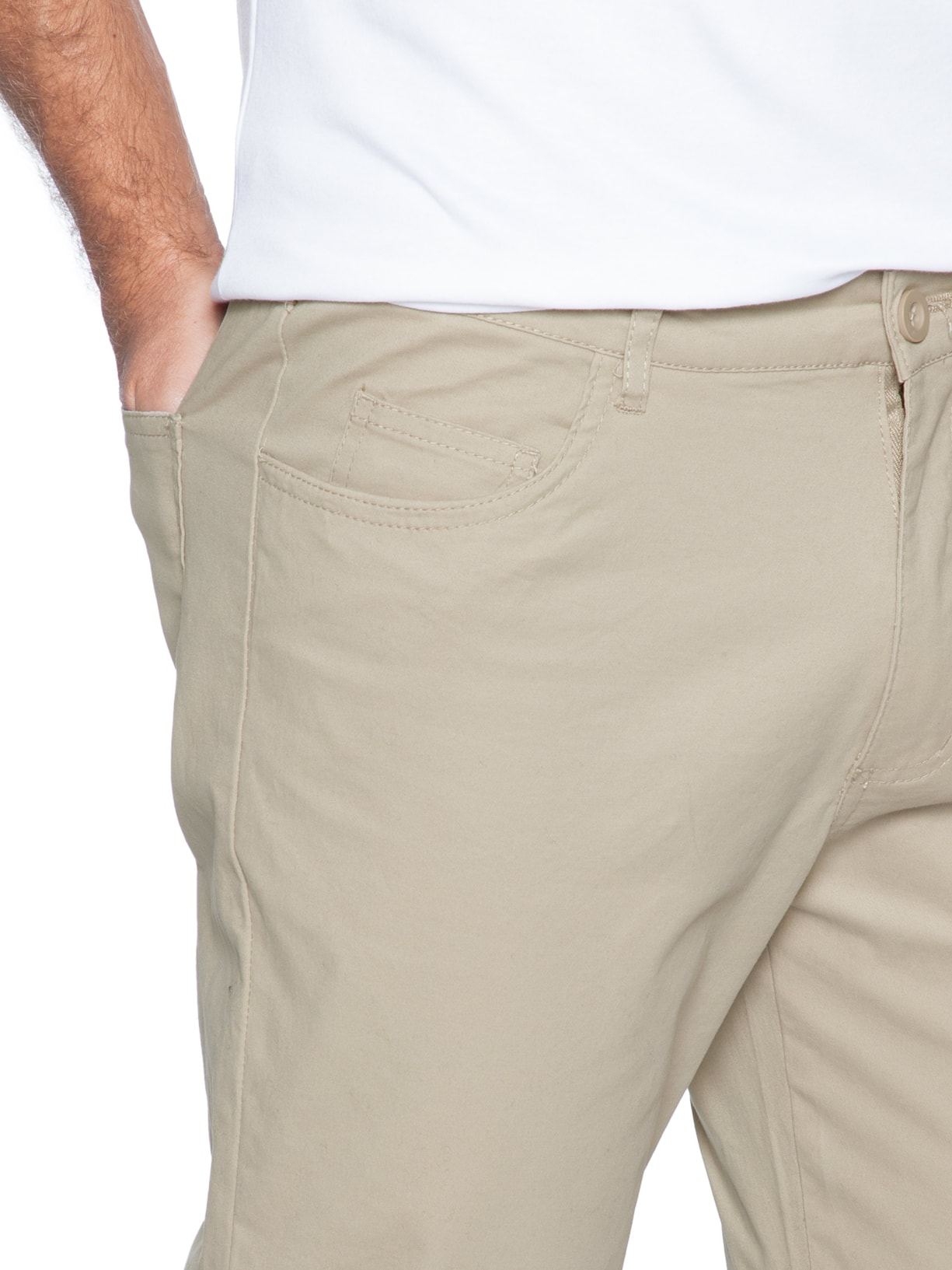 Calça Masculina Slim Chino Color Bege Basiq Men