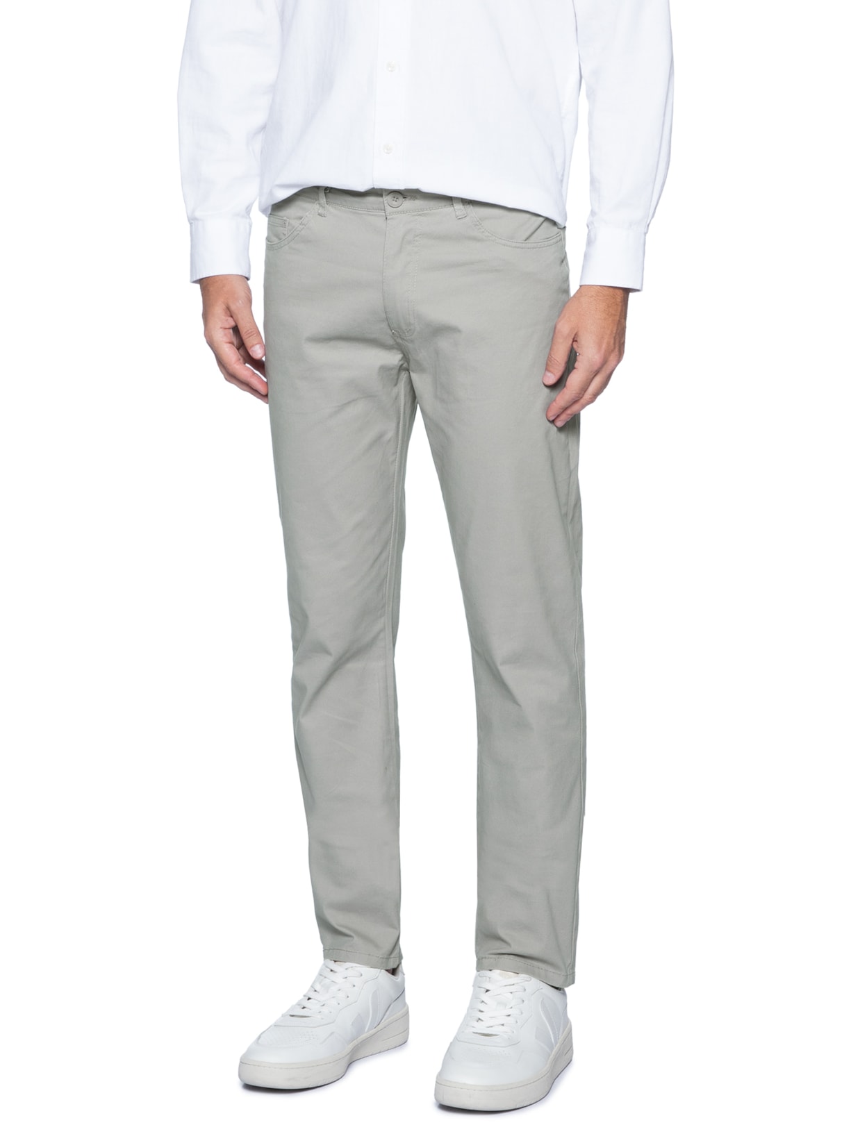 Calça Masculina Slim Chino Color Cinza Basiq Men
