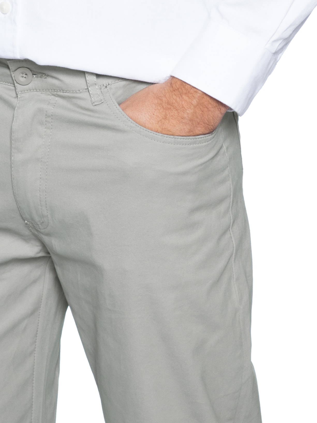 Calça Masculina Slim Chino Color Cinza Basiq Men