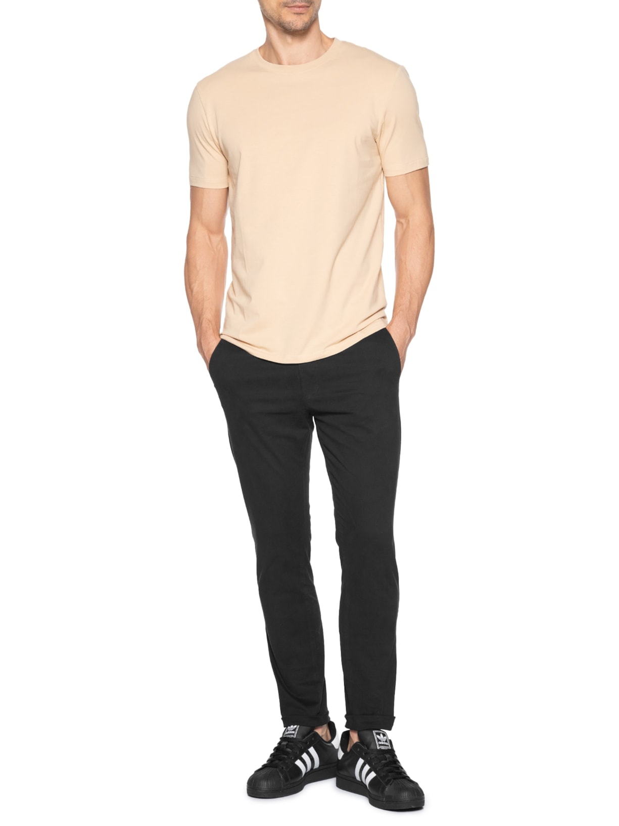 Calça Masculina Slim Chino Color Preto Basiq Men
