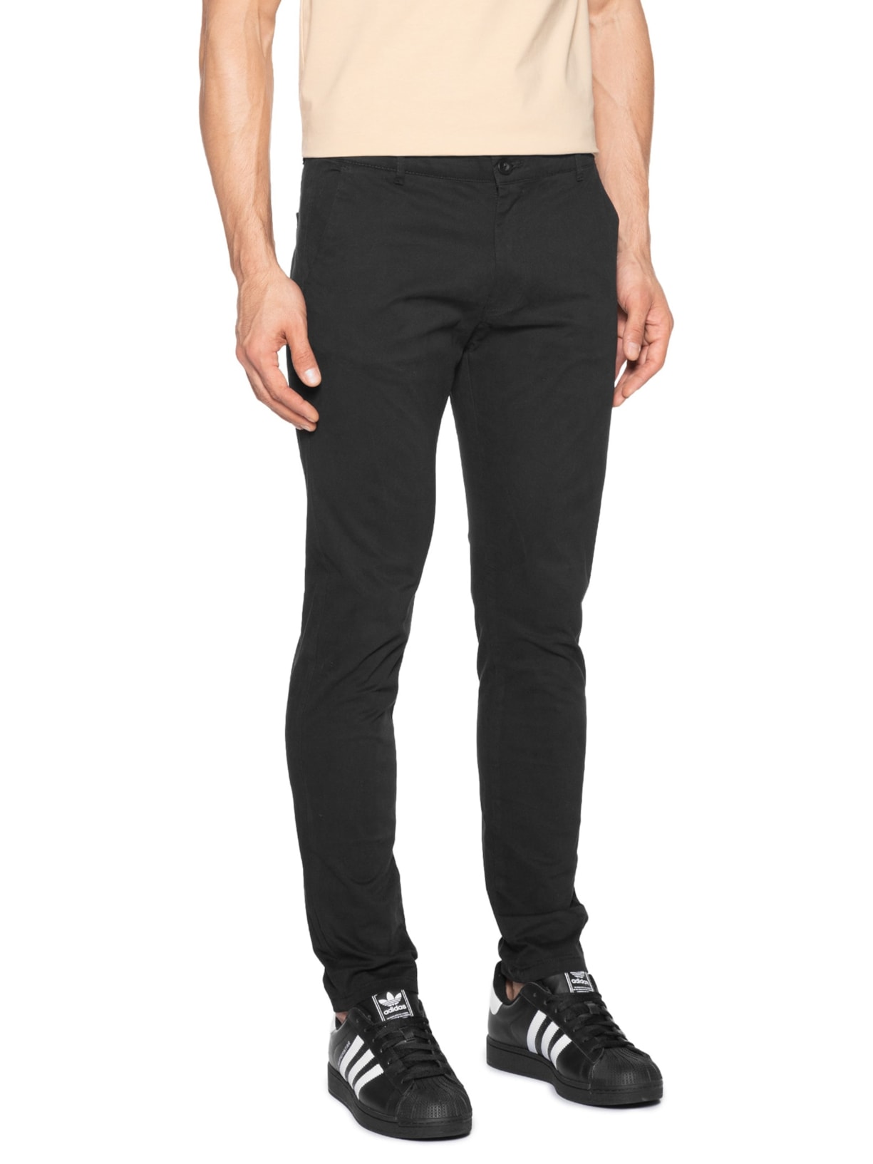 Calça Masculina Slim Chino Color Preto Basiq Men