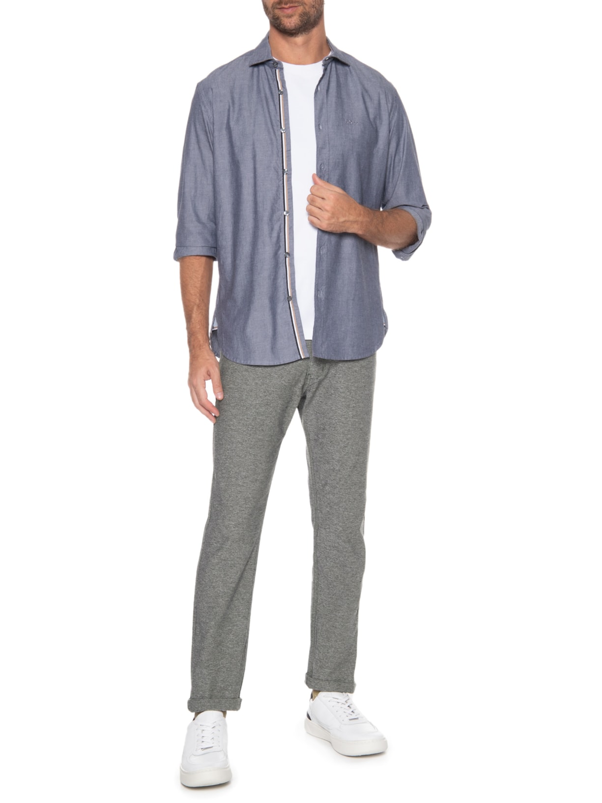 Calça Masculina Slim Color Cinza '2 Essential