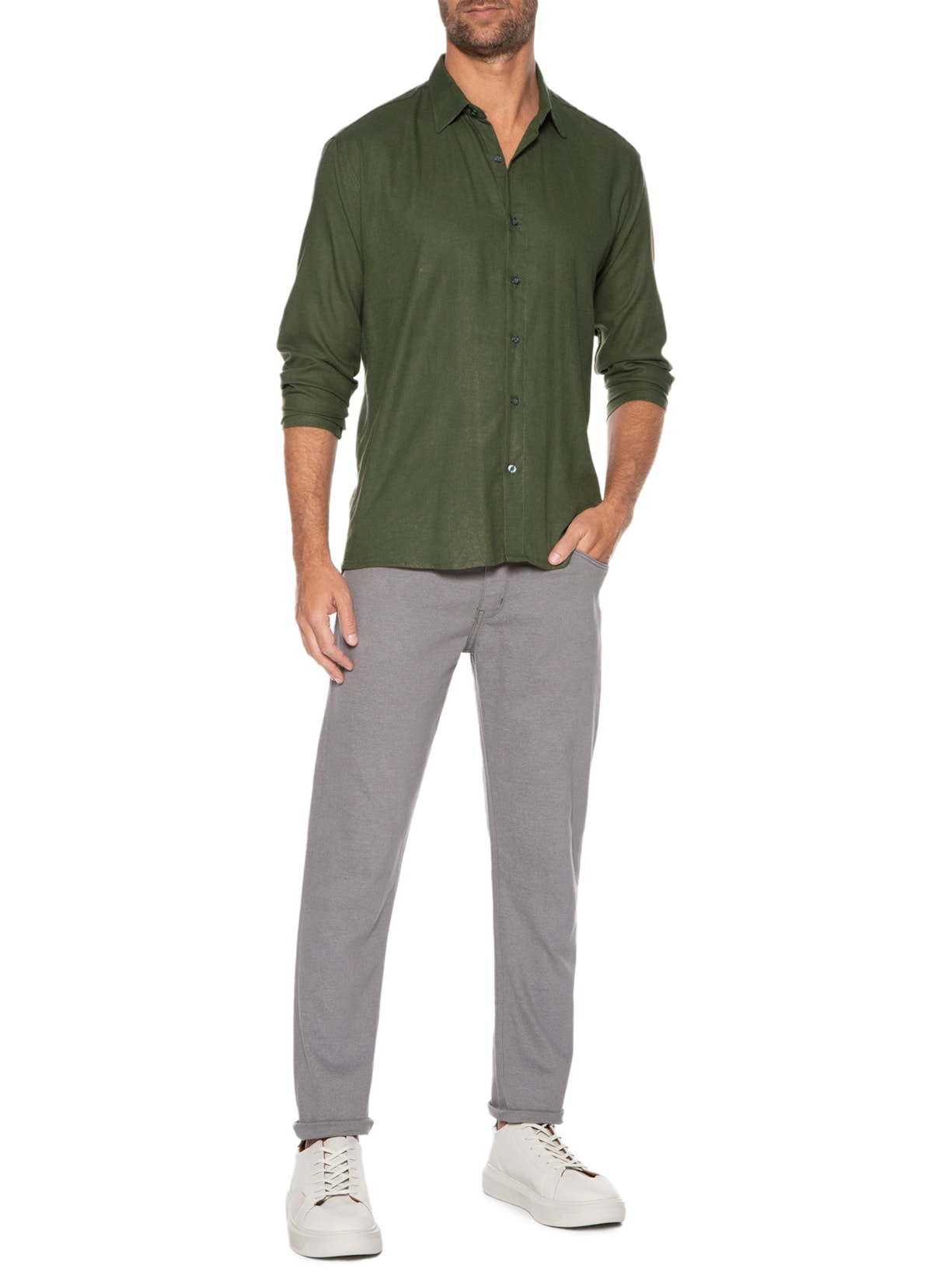 Calça Masculina Slim Color Cinza '2 Essential