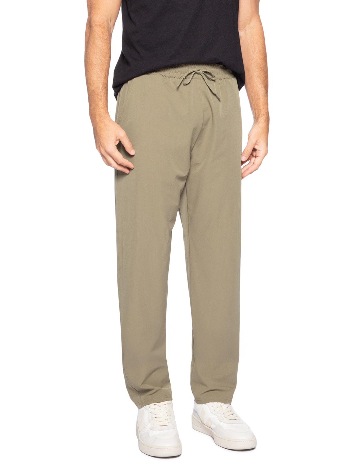 Calça Masculina Slim Com Elástico No Cós Verde Basiq Men