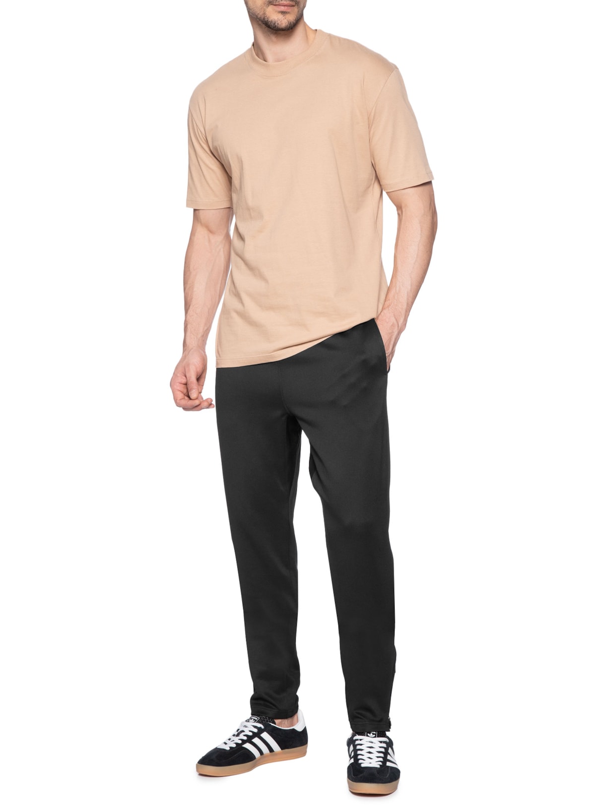 Calça Masculina Slim Cós Elástico Preto Basiq Men