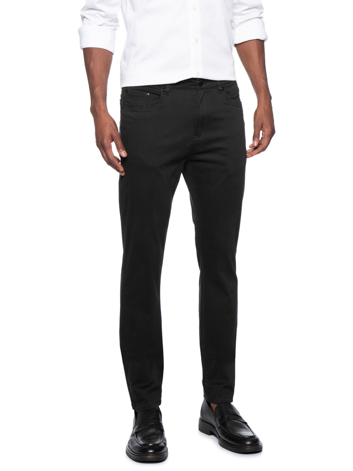 Calça Masculina Slim Fit 5 Pockets Color Preto Aramis