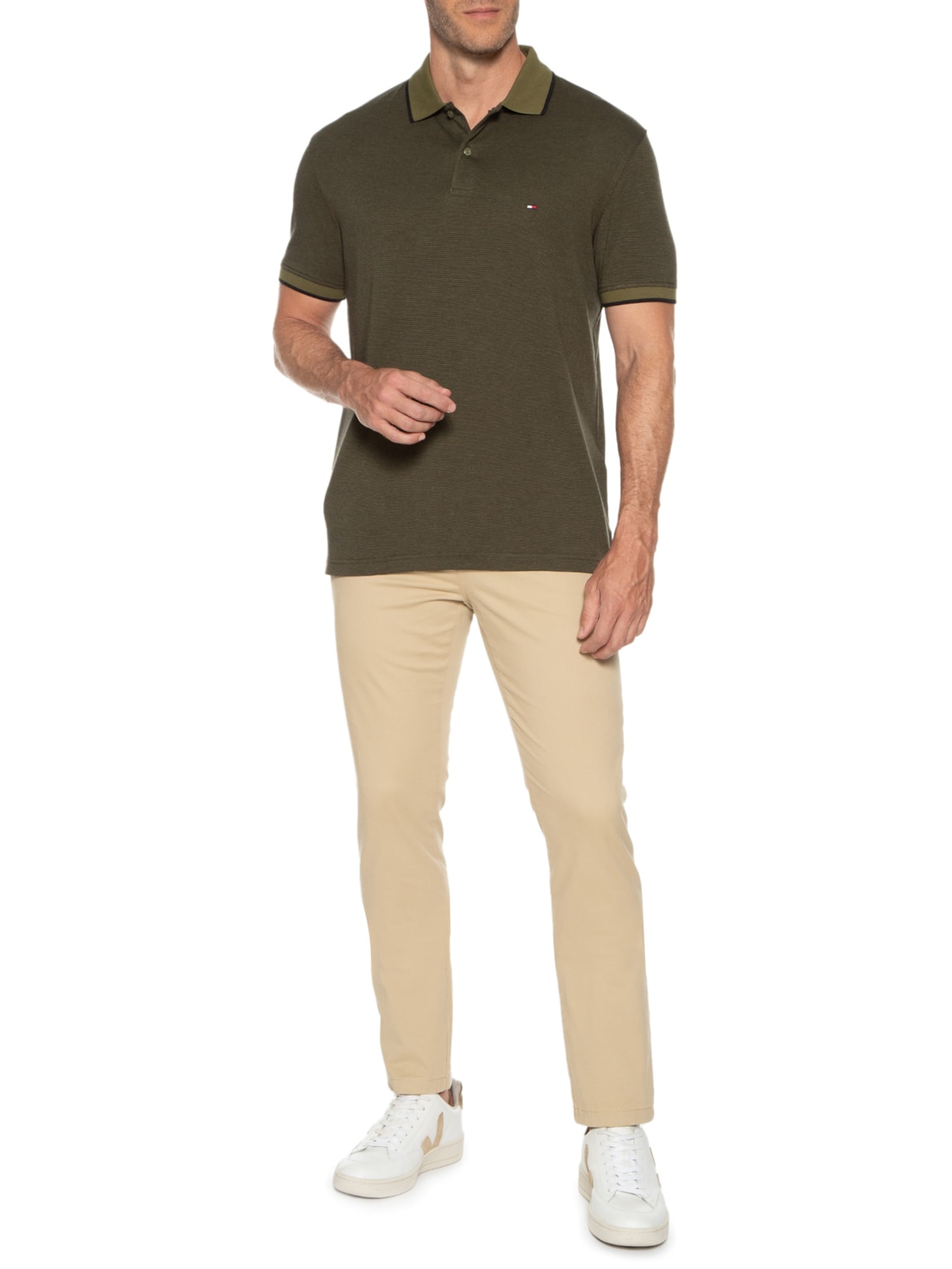Calça Masculina Slim Fit Chino Bege Tommy Hilfiger