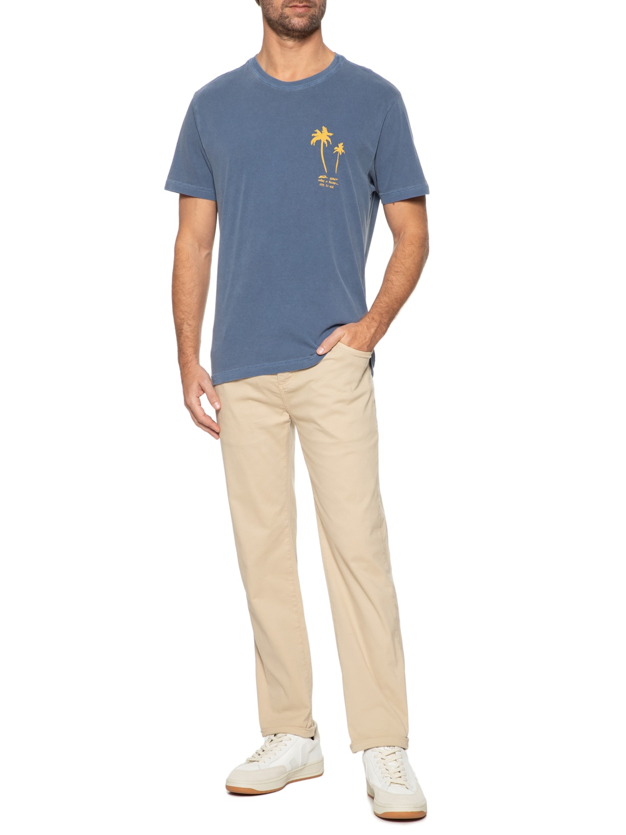 Calça Masculina Slim Jeans Denim E-Color Bege Osklen