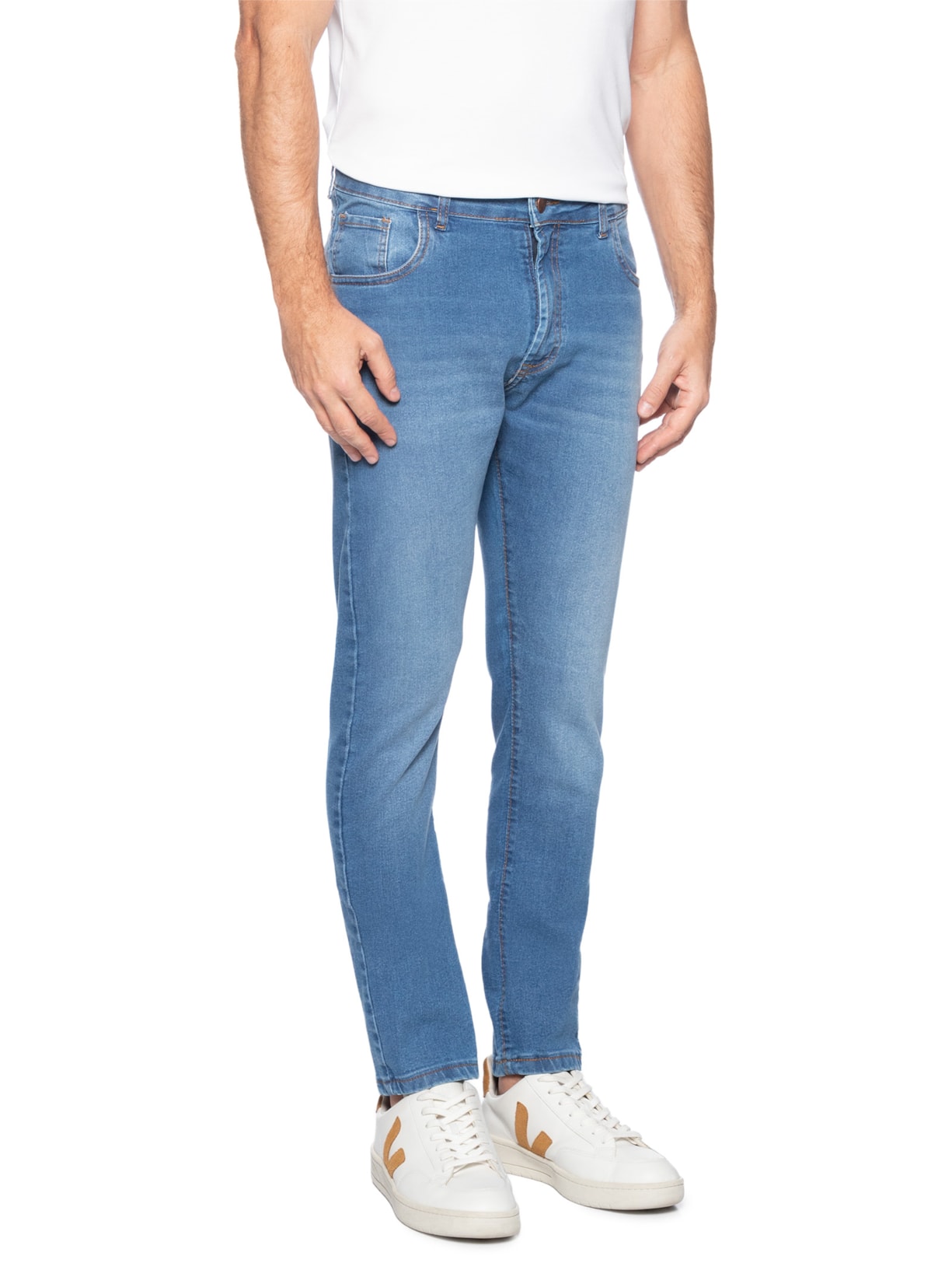 Calça Masculina Slim Jeans Stretch Azul Basiq Men