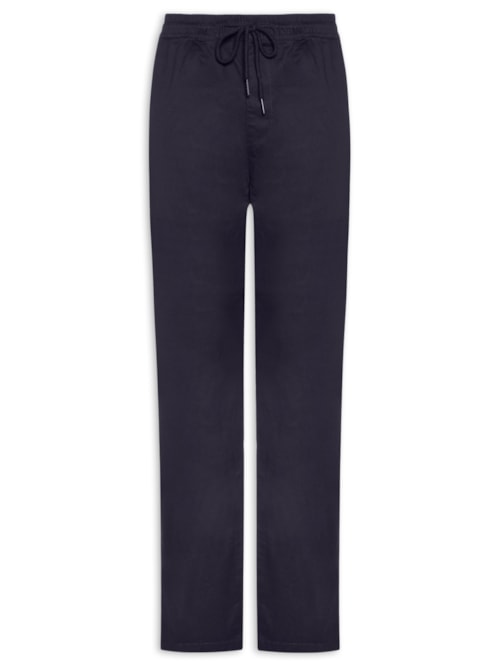 Calça Masculina Slim Sarja Com Elástico - Azul