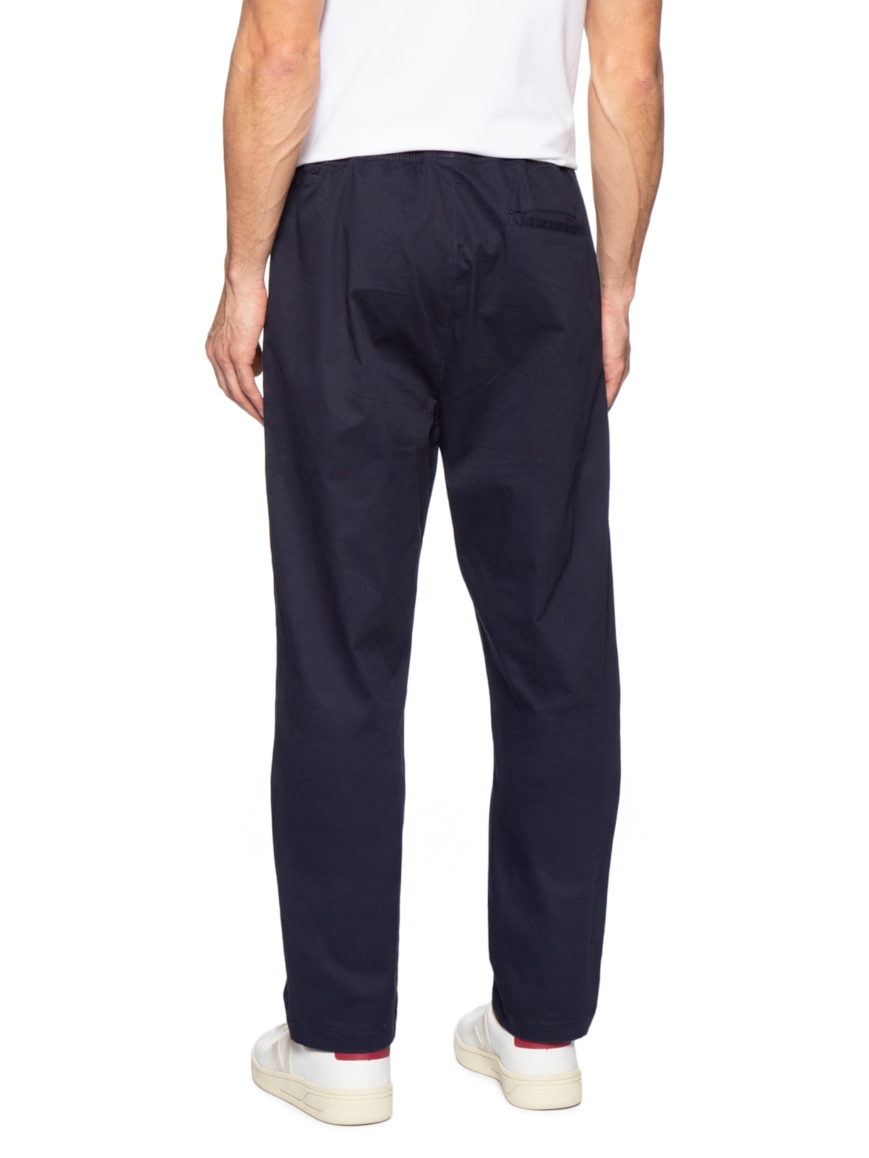 Calça Masculina Slim Sarja Com Elástico Azul Basiq Men