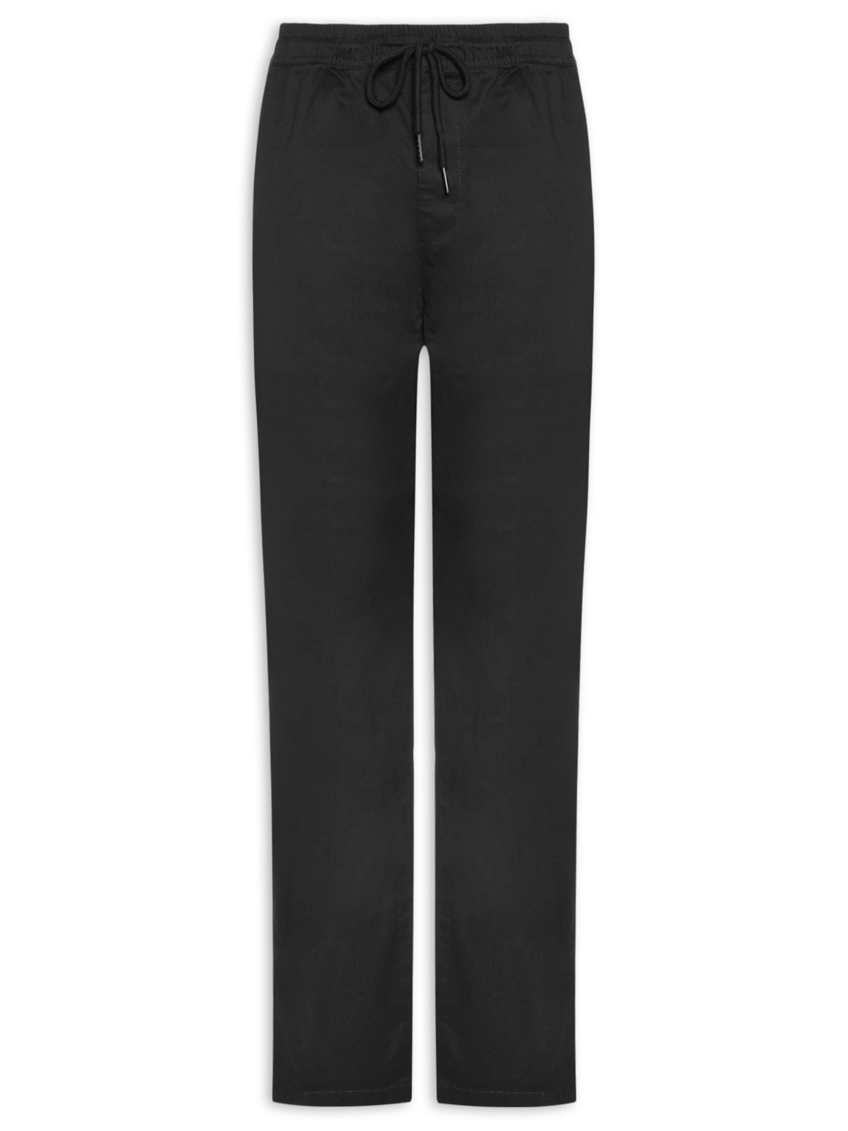 Calça Masculina Slim Sarja Com Elástico - Preto
