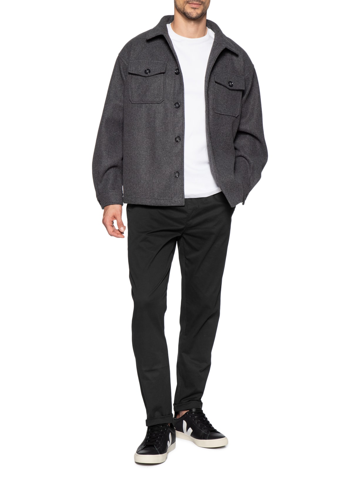 Calça Masculina Slim Sarja Com Elástico Preto Basiq Men