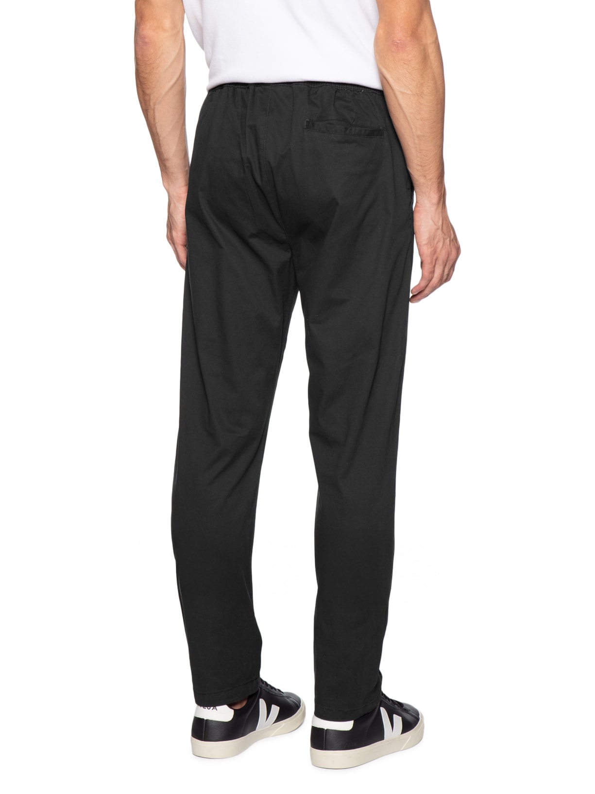 Calça Masculina Slim Sarja Com Elástico Preto Basiq Men