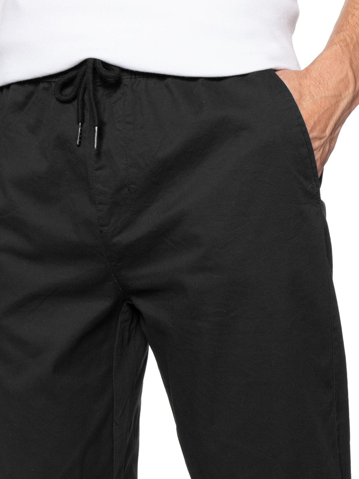 Calça Masculina Slim Sarja Com Elástico Preto Basiq Men
