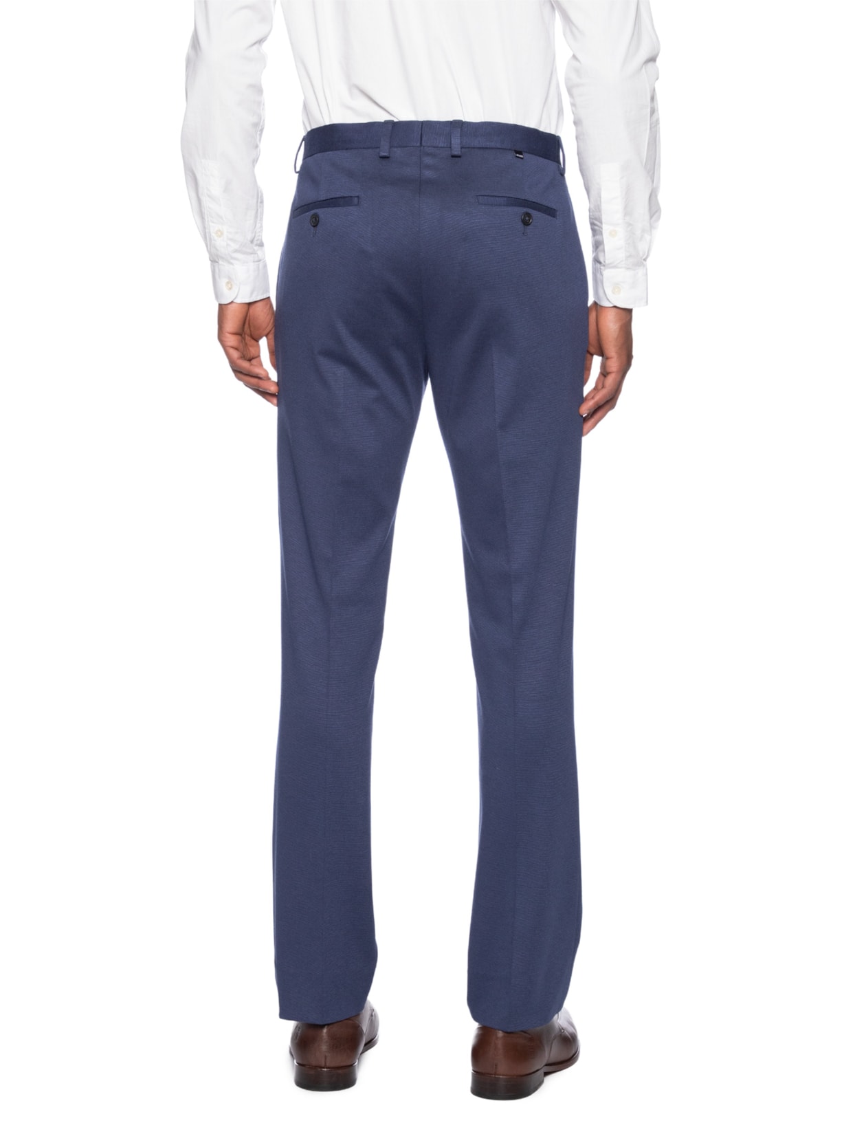 Calça Masculina Social Alfaiataria Malha Super Slim Fit Azul Aramis