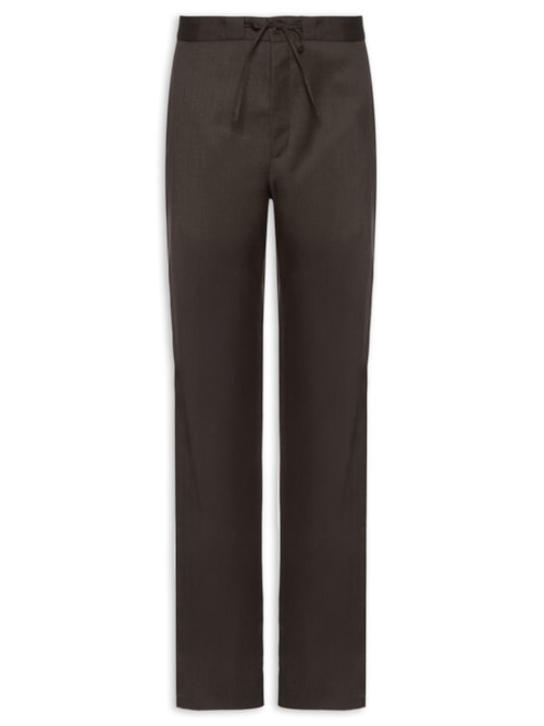 Calça Masculina Social Cadarço Lã Fria - Marrom