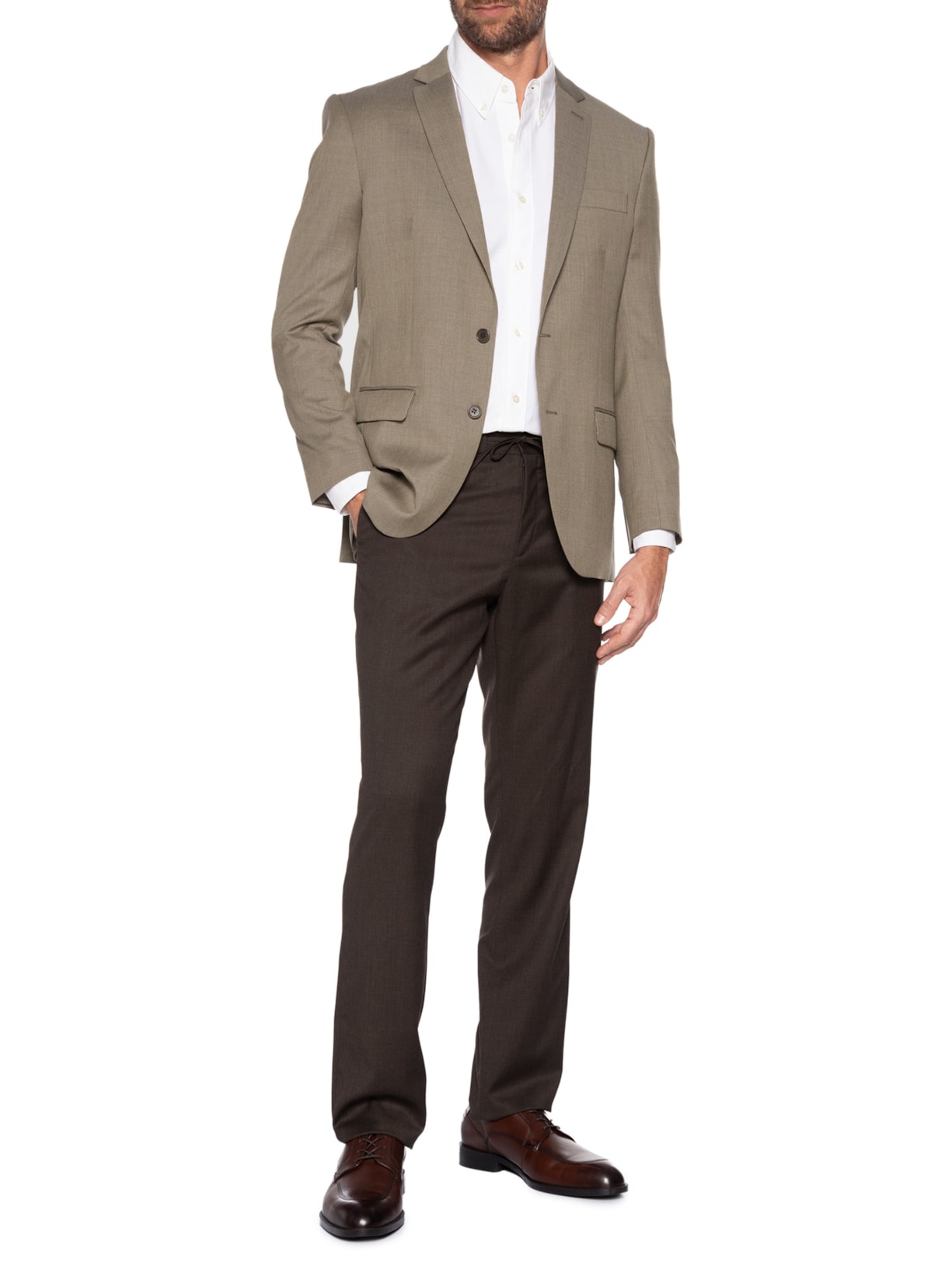 Calça Masculina Social Cadarço Lã Fria Marrom Ricardo Almeida